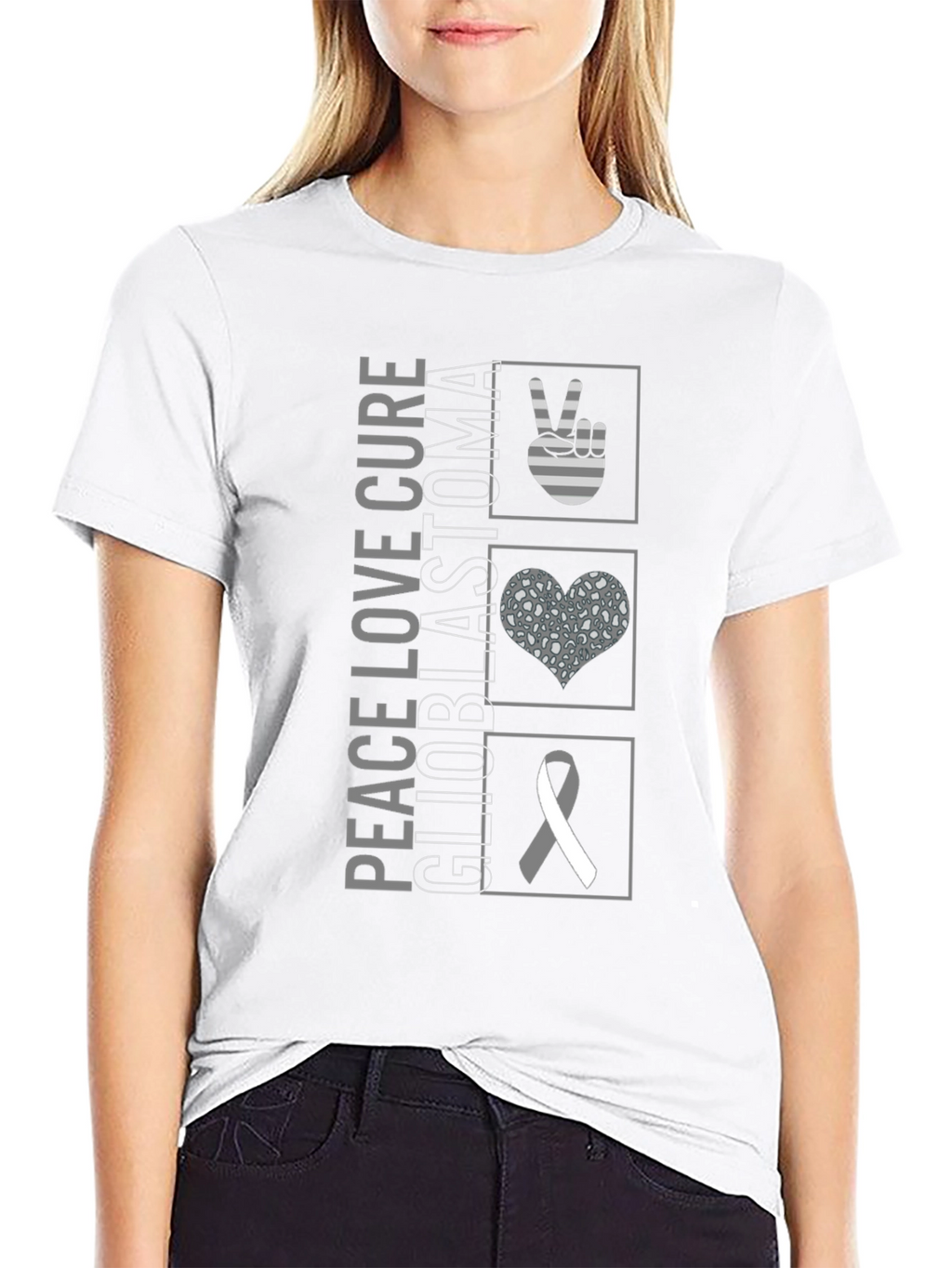 Peace Love Cure Glioblastoma Awareness T-Shirt