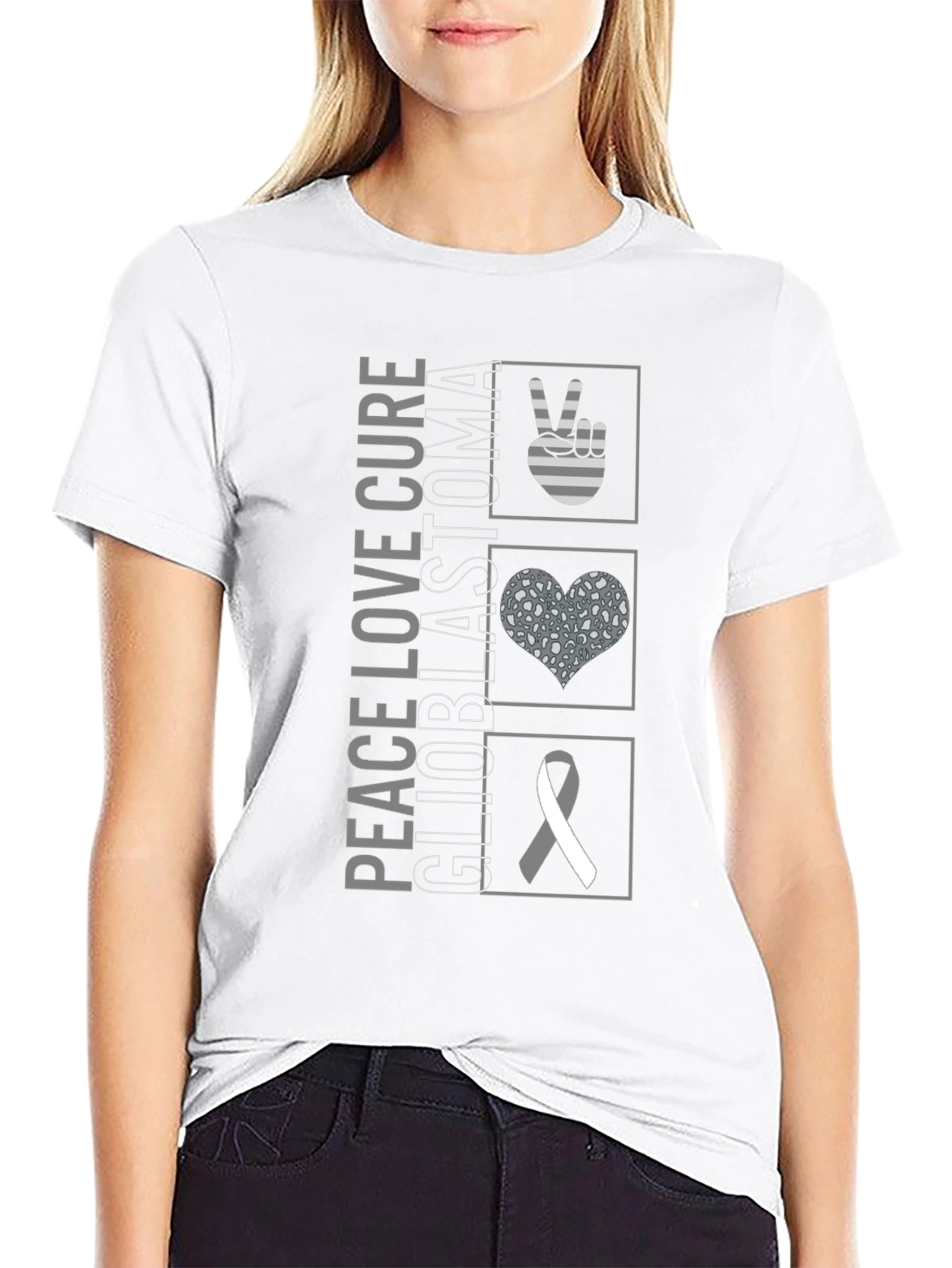 Peace Love Cure Glioblastoma Awareness T-Shirt