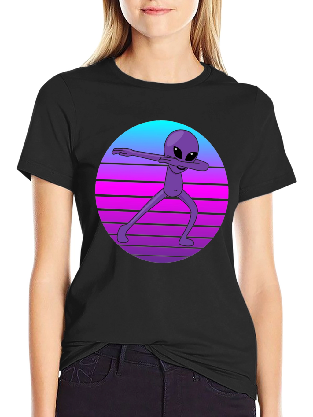 Retro Alien Dab T-Shirt - Black Tee