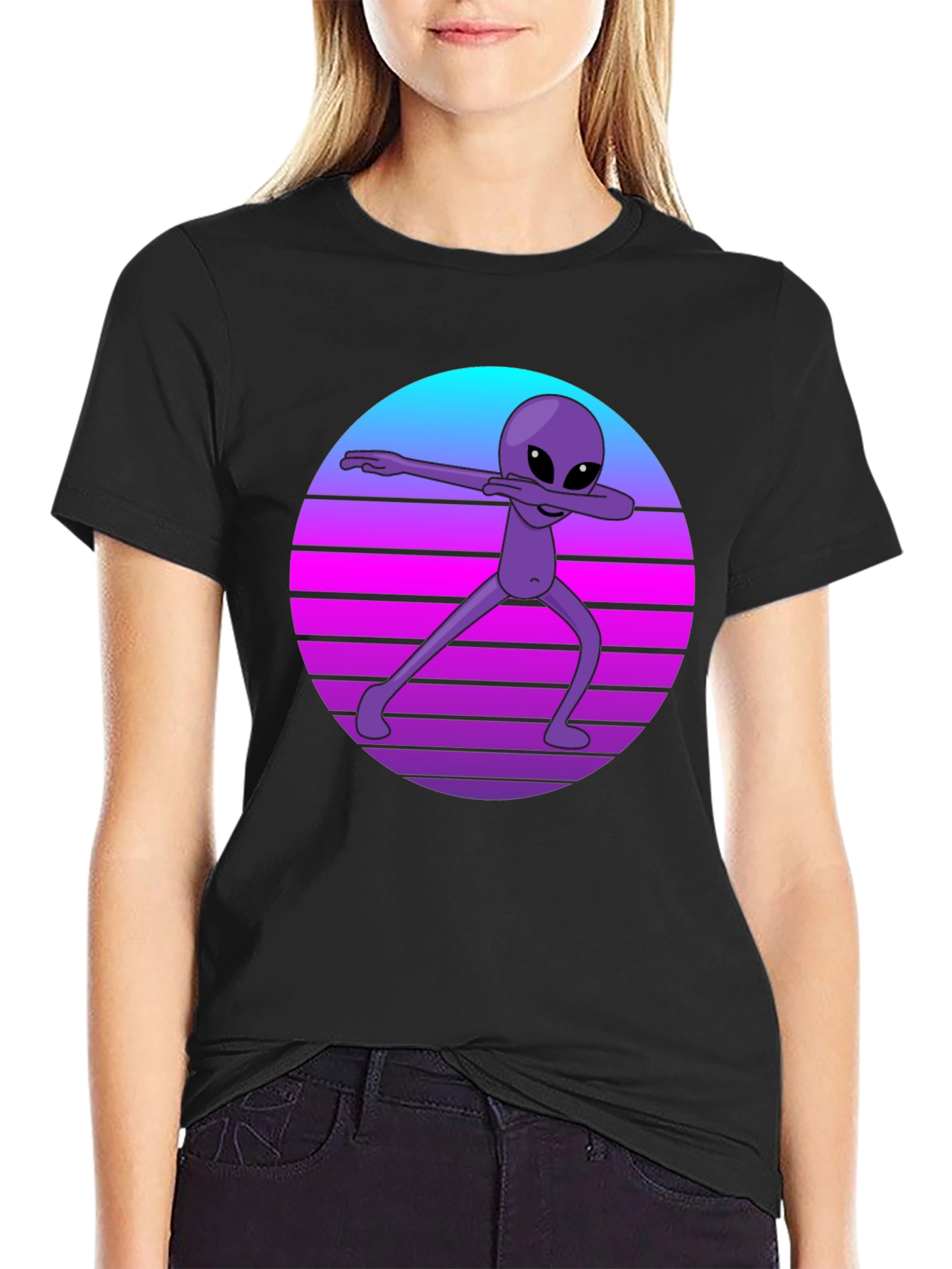 Retro Alien Dab T-Shirt - Black Tee