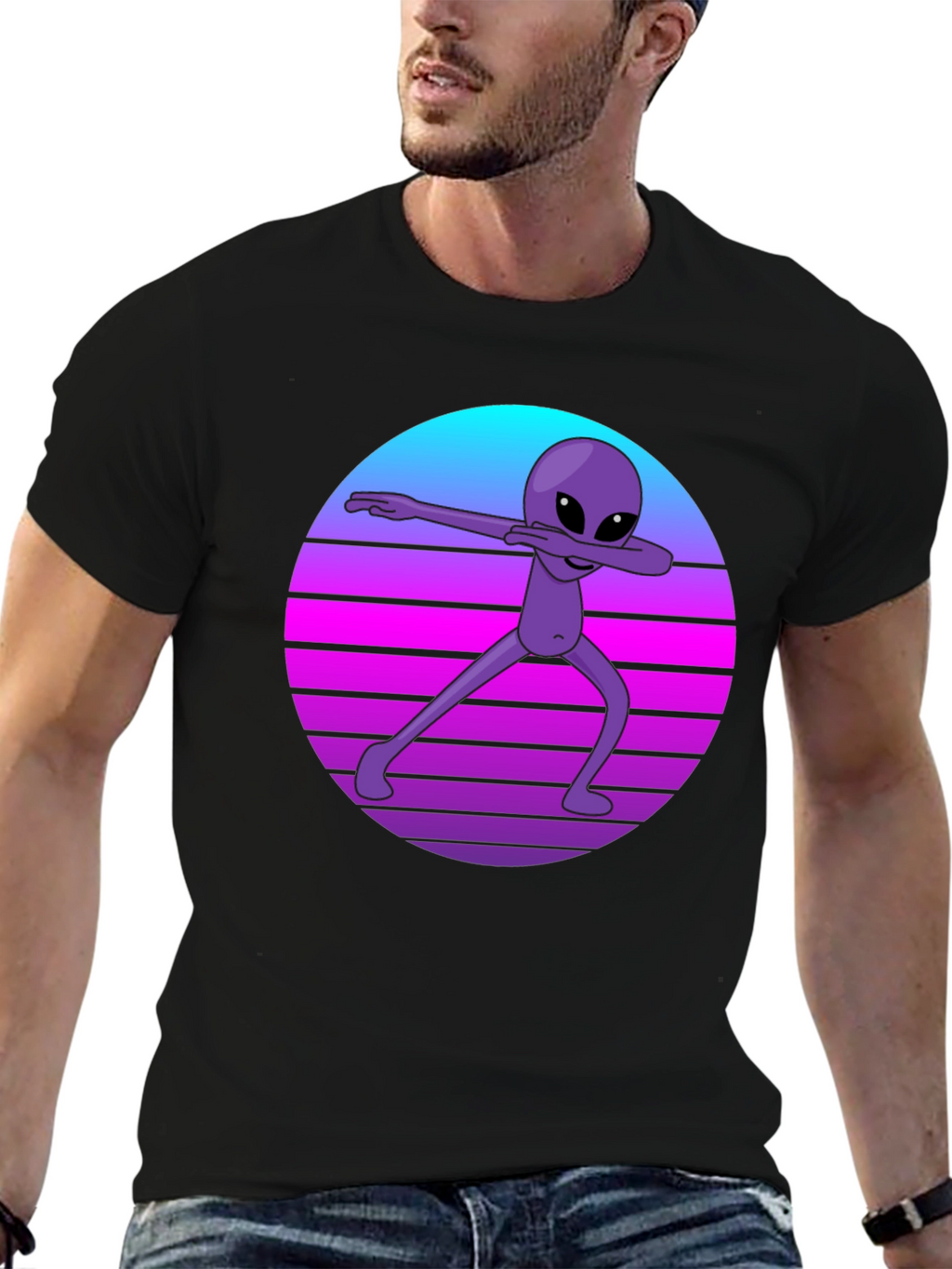 Retro Alien Dab T-Shirt - Black Tee