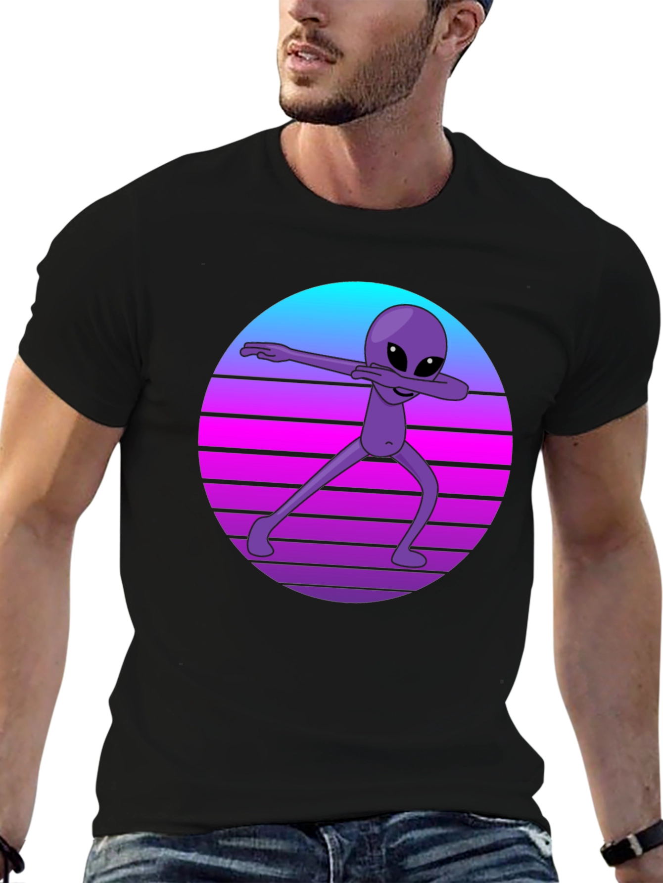 Retro Alien Dab T-Shirt - Black Tee