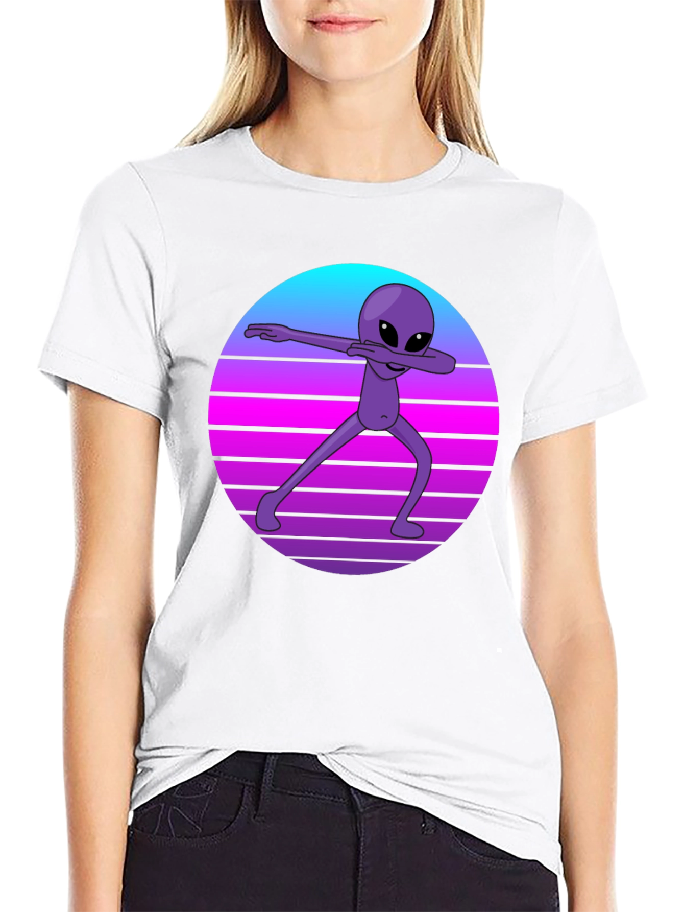 Retro Alien Dab T-Shirt - Black Tee