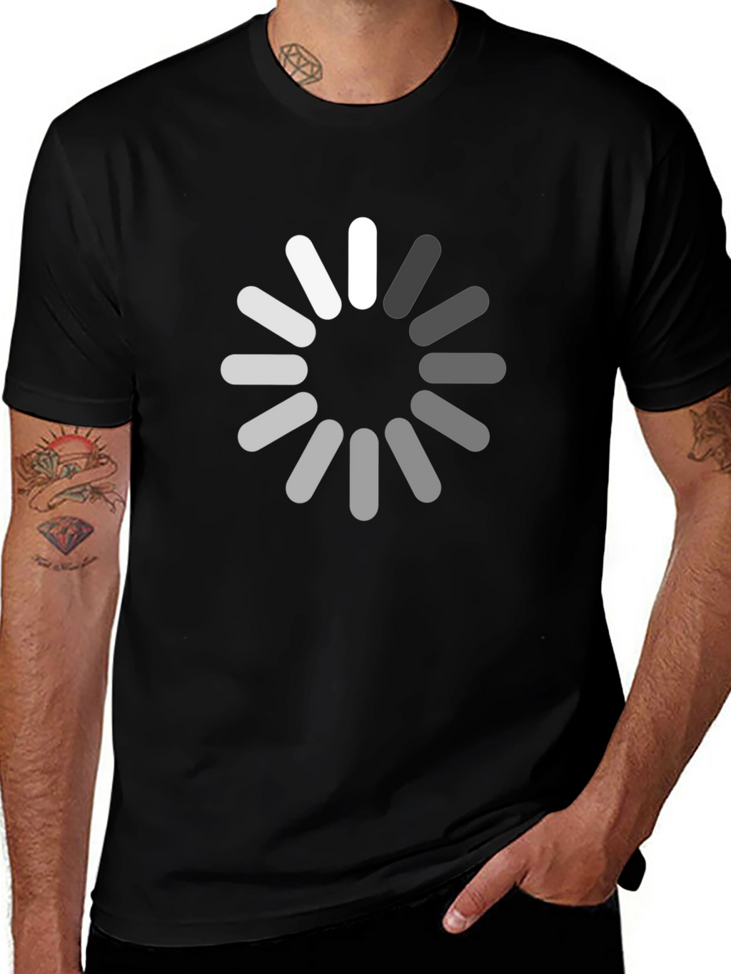 Loading Circle Graphic Black T-Shirt