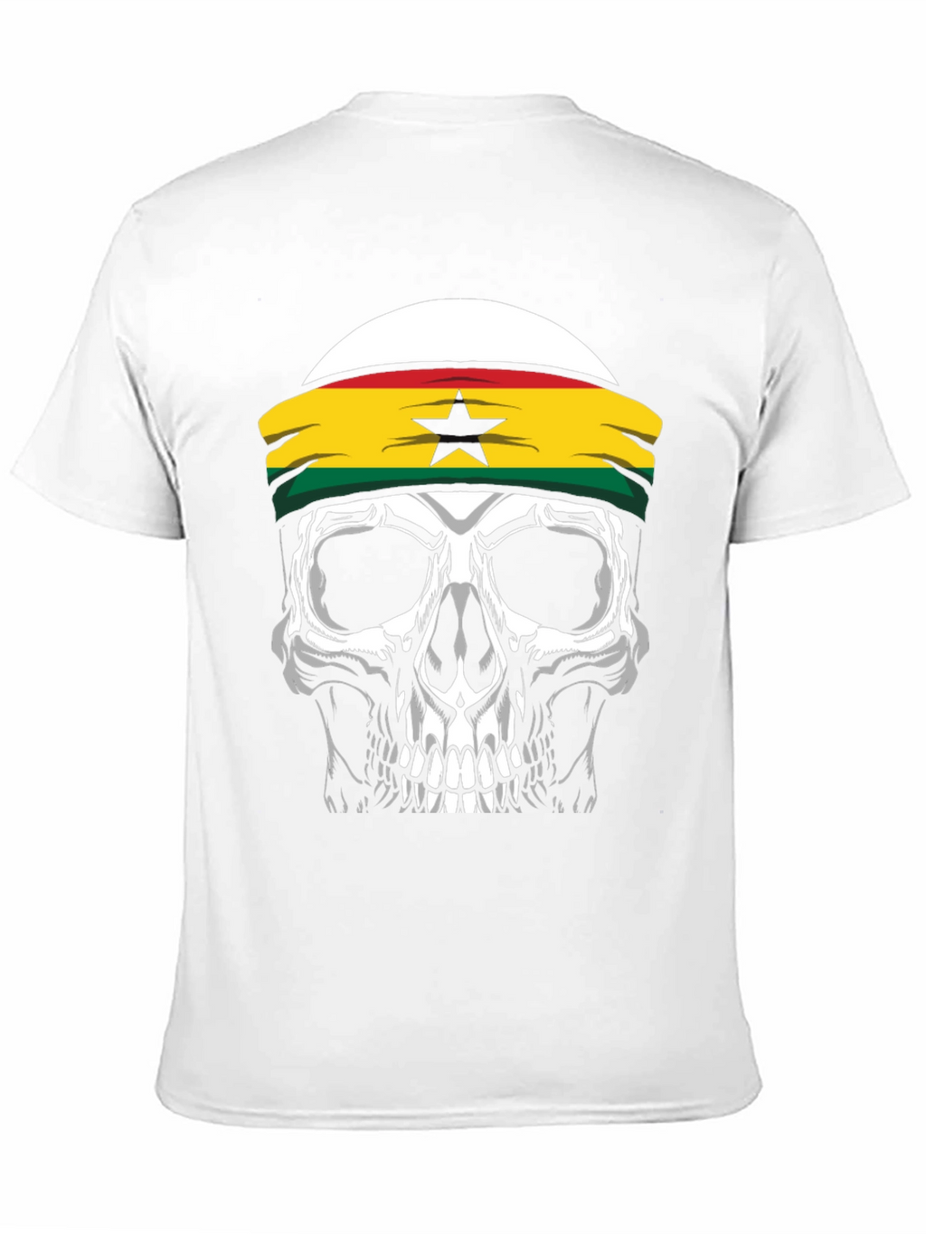 Skull Ghana Flag Headband Black T-Shirt
