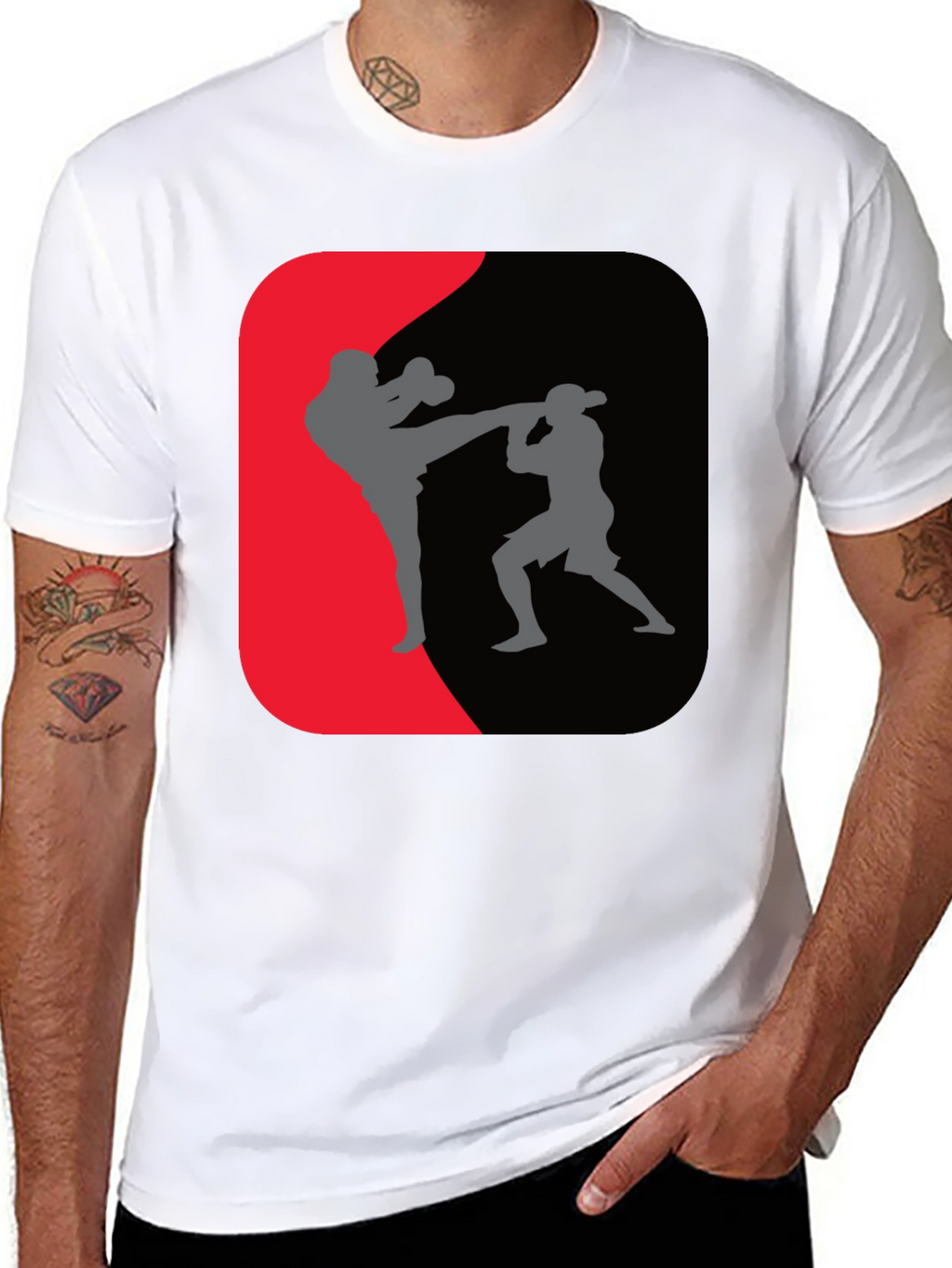 Martial Arts Kickboxing Graphic Tee - Black