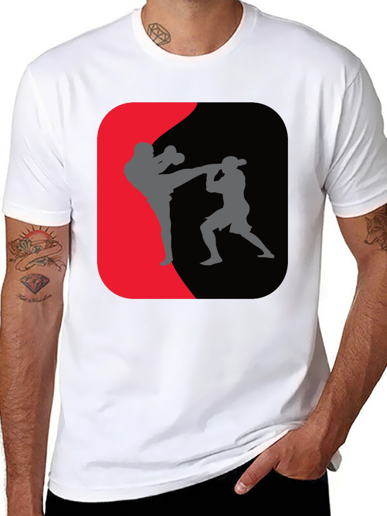 Martial Arts Kickboxing Graphic Tee - Black