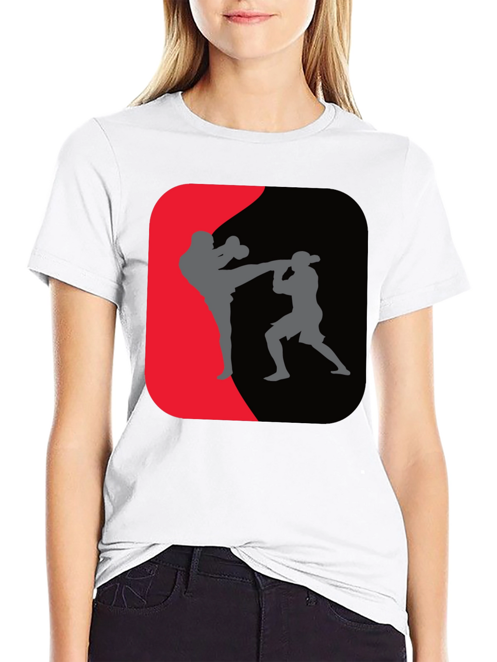Martial Arts Kickboxing Graphic Tee - Black