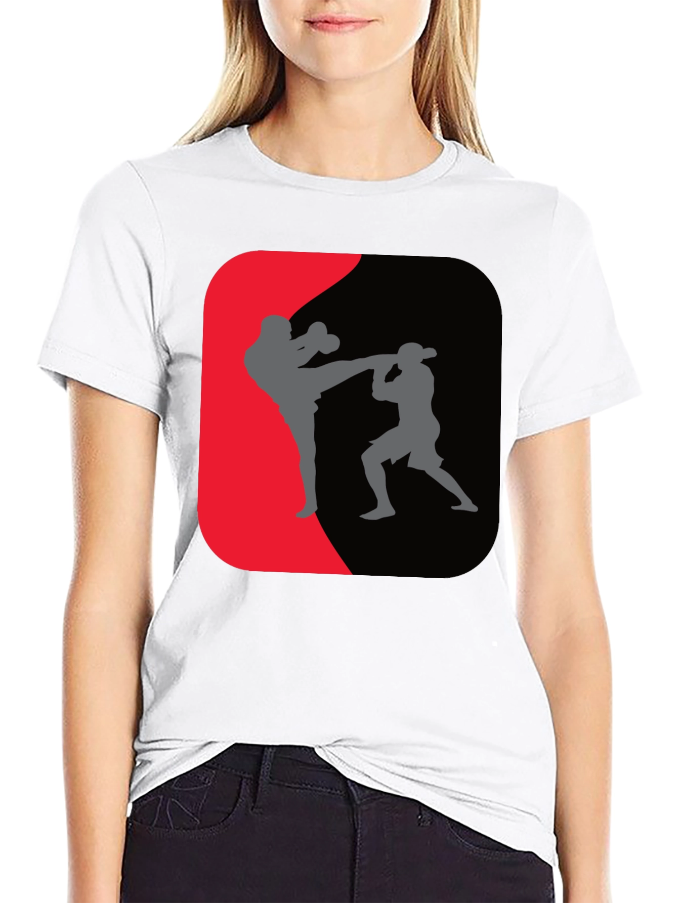Martial Arts Kickboxing Graphic Tee - Black