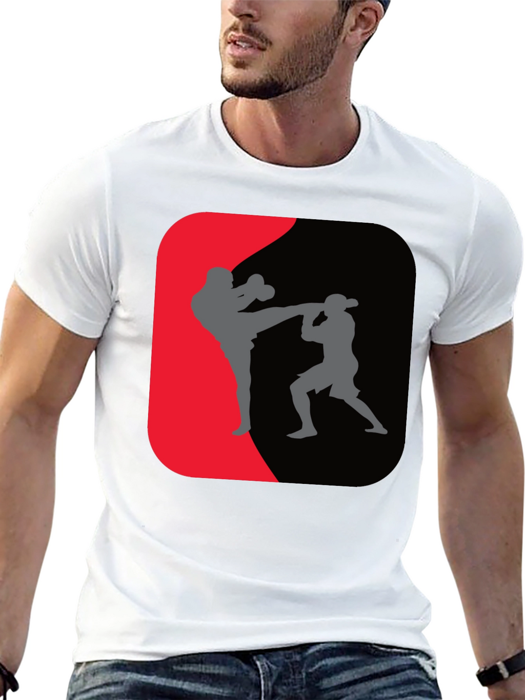 Martial Arts Kickboxing Graphic Tee - Black