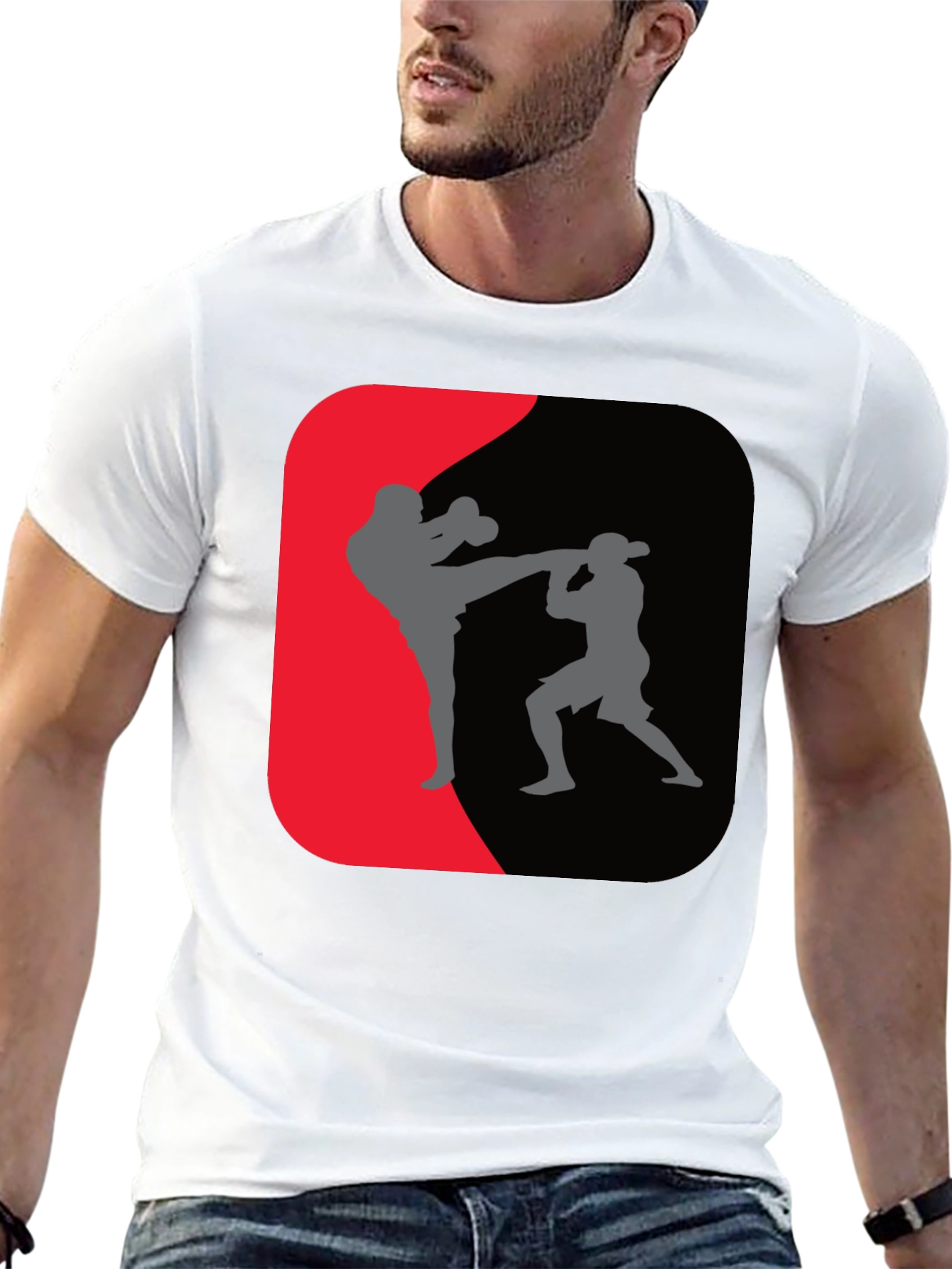 Martial Arts Kickboxing Graphic Tee - Black