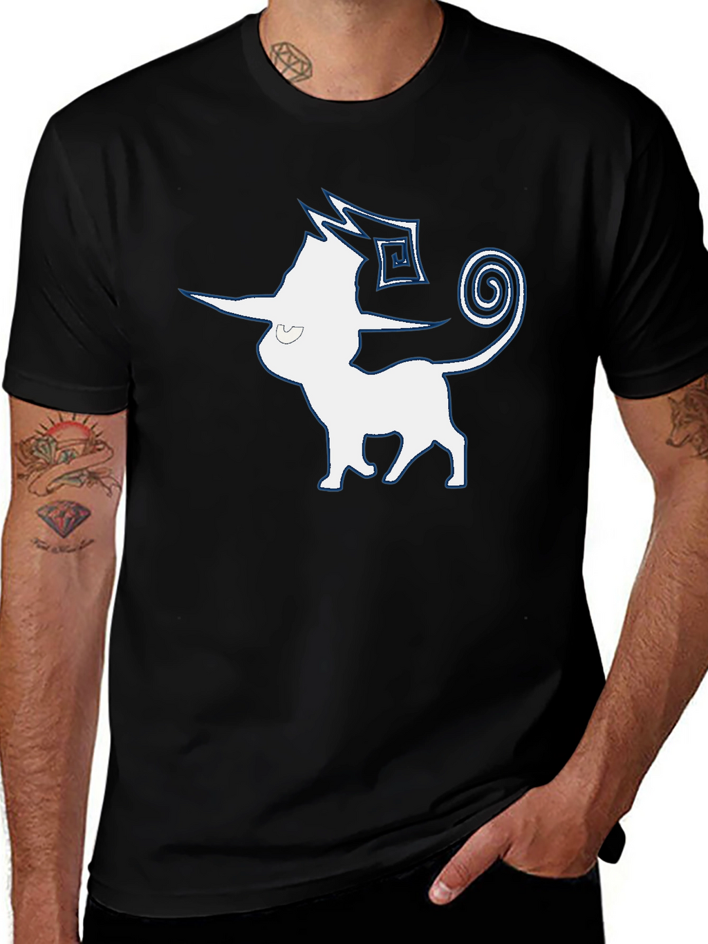 Mens Black T-Shirt with Espeon Graphic