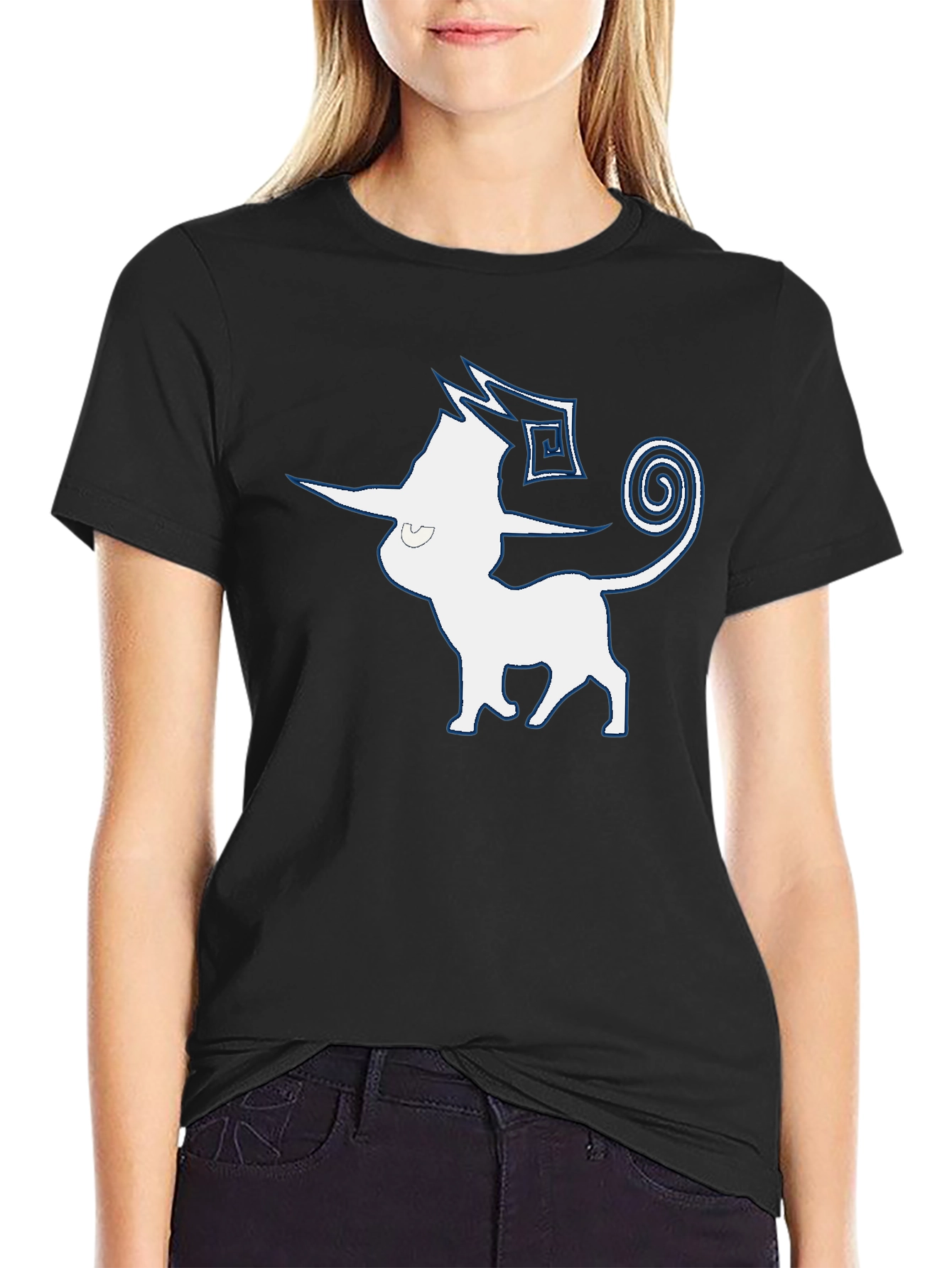 Mens Black T-Shirt with Espeon Graphic