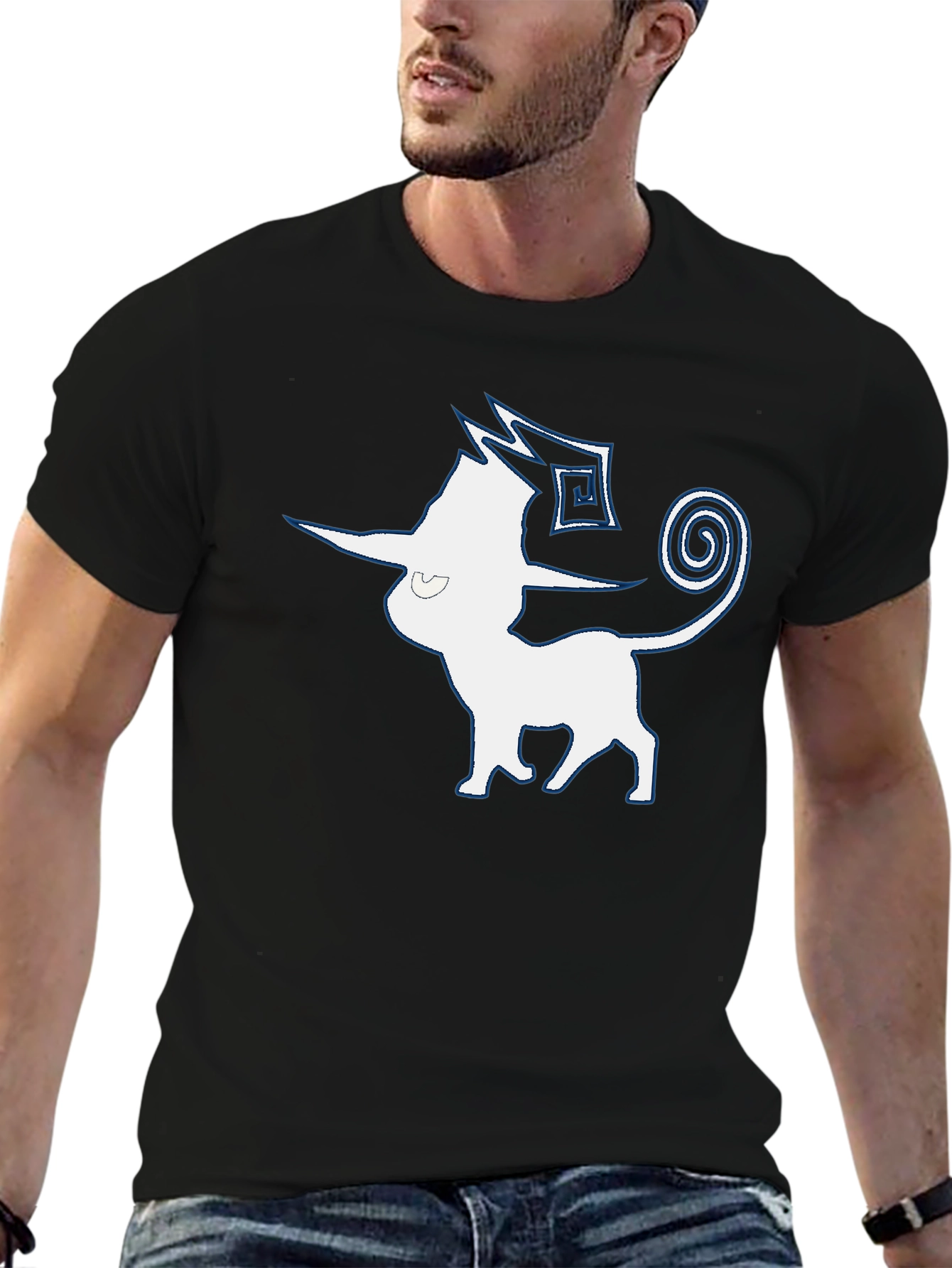 Mens Black T-Shirt with Espeon Graphic
