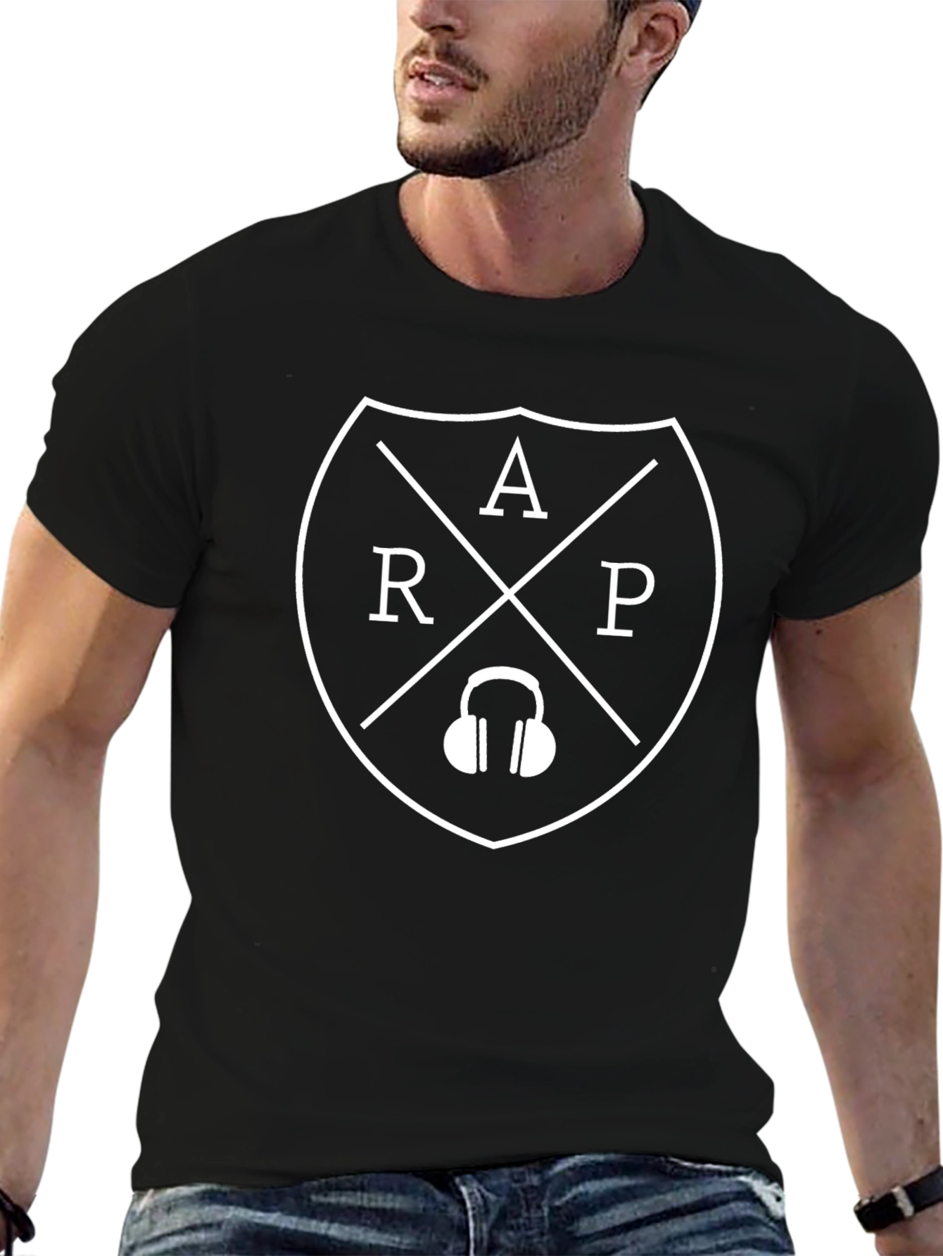 RAP Music Headphone T-Shirt - Black