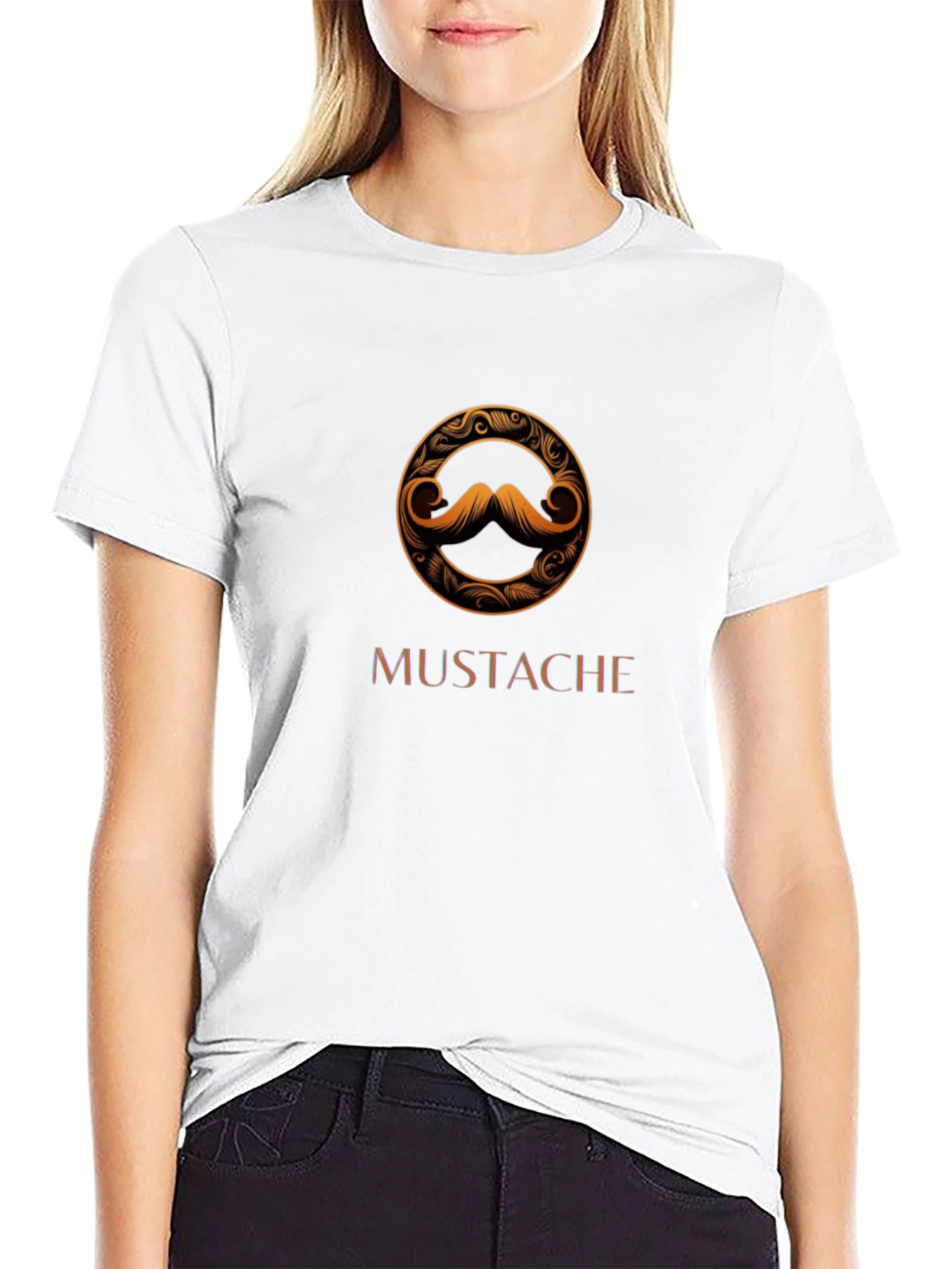 Mustache Graphic Tee - Stylish Round Print