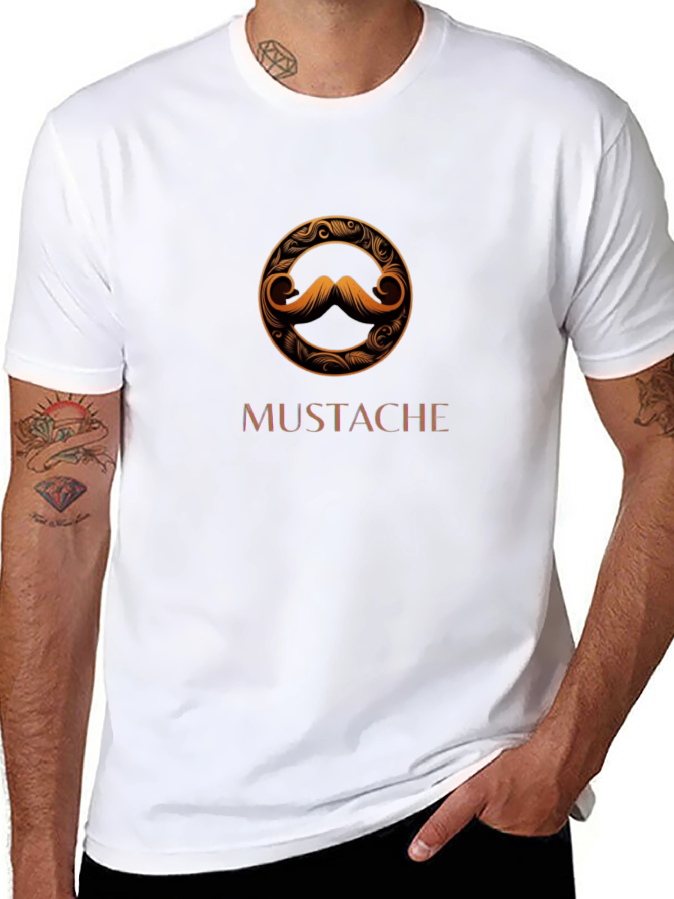 Mustache Graphic Tee - Stylish Round Print