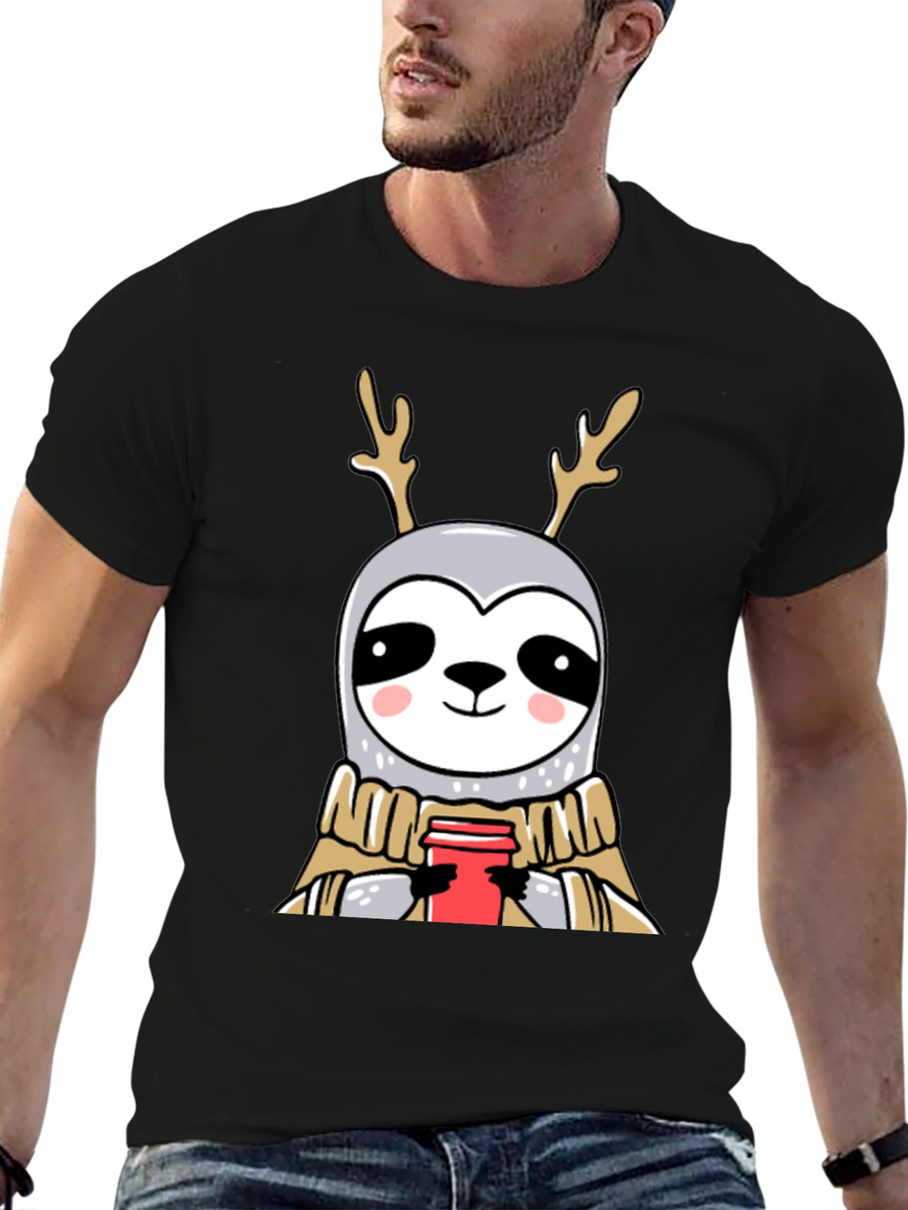 Reindeer Sloth Coffee Lover Tee