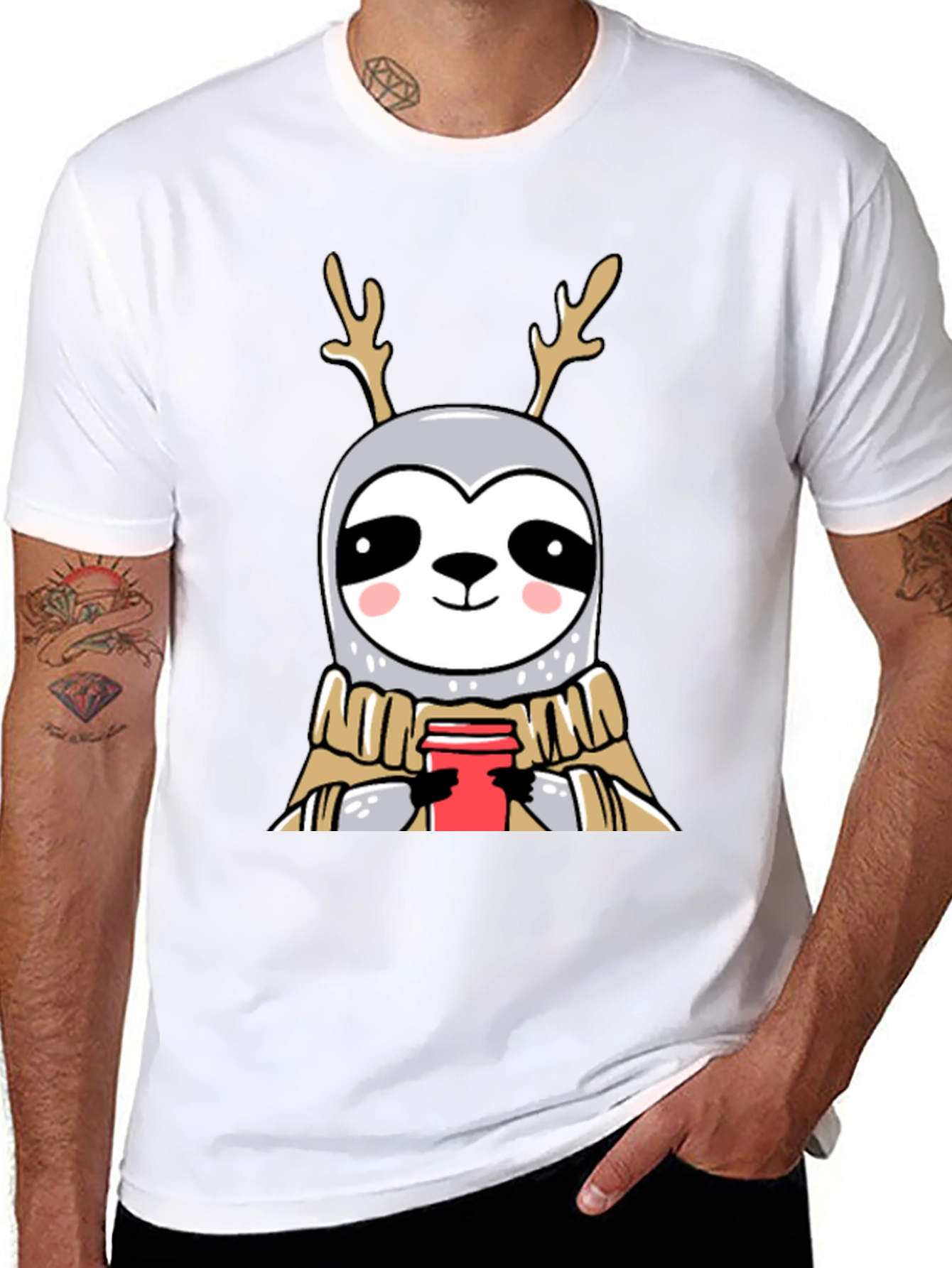Reindeer Sloth Coffee Lover Tee