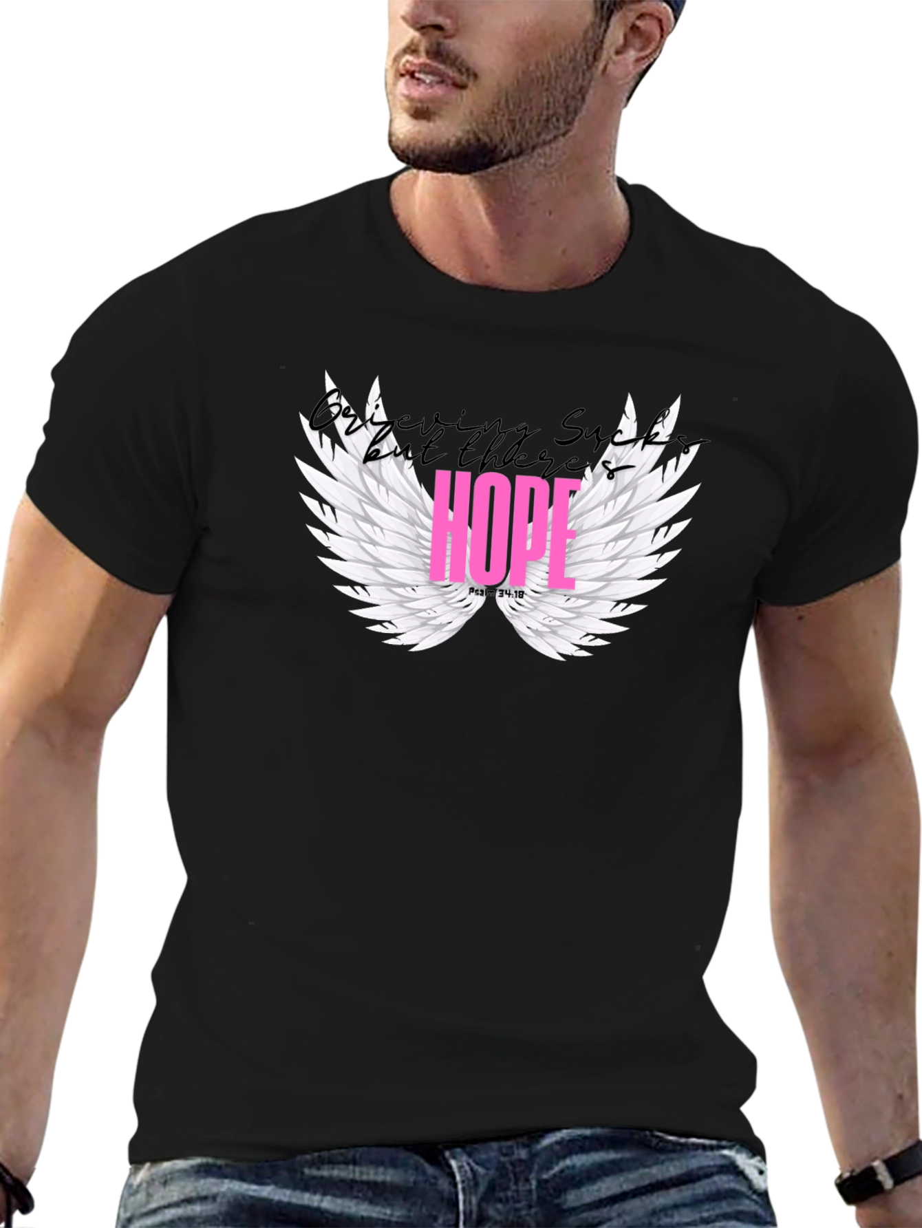 Hope Wings Graphic Tee - Stylish Black Shirt