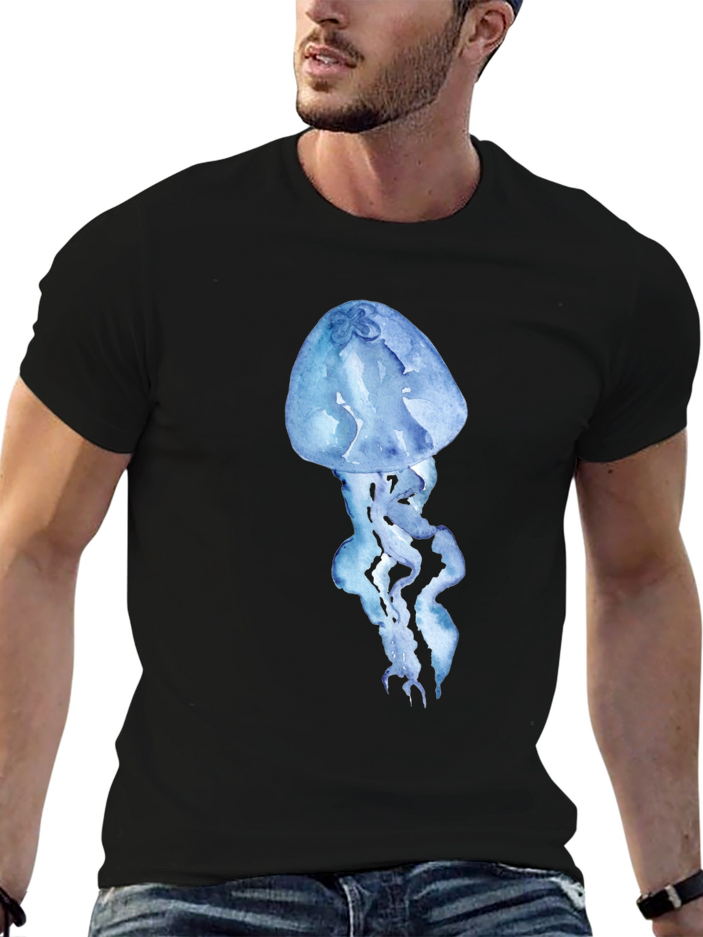 Jellyfish Print Black T-Shirt - Stylish & Unique