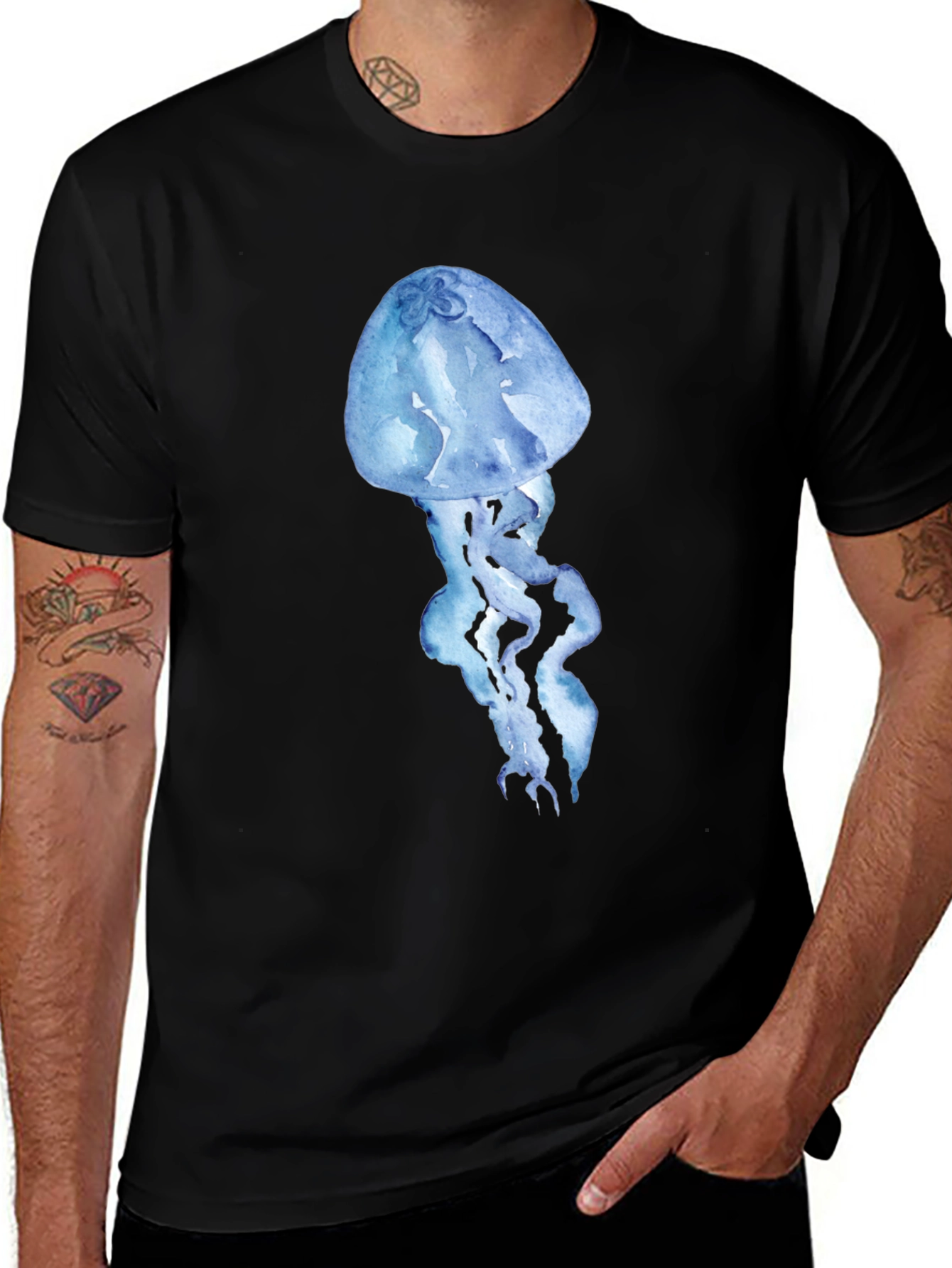 Jellyfish Print Black T-Shirt - Stylish & Unique