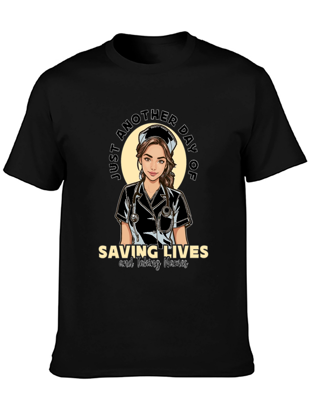 Saving Lives Nurse T-Shirt - Black Cotton Tee