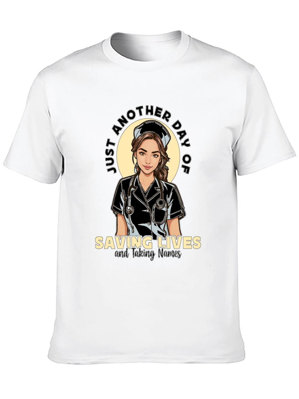 Saving Lives Nurse T-Shirt - Black Cotton Tee