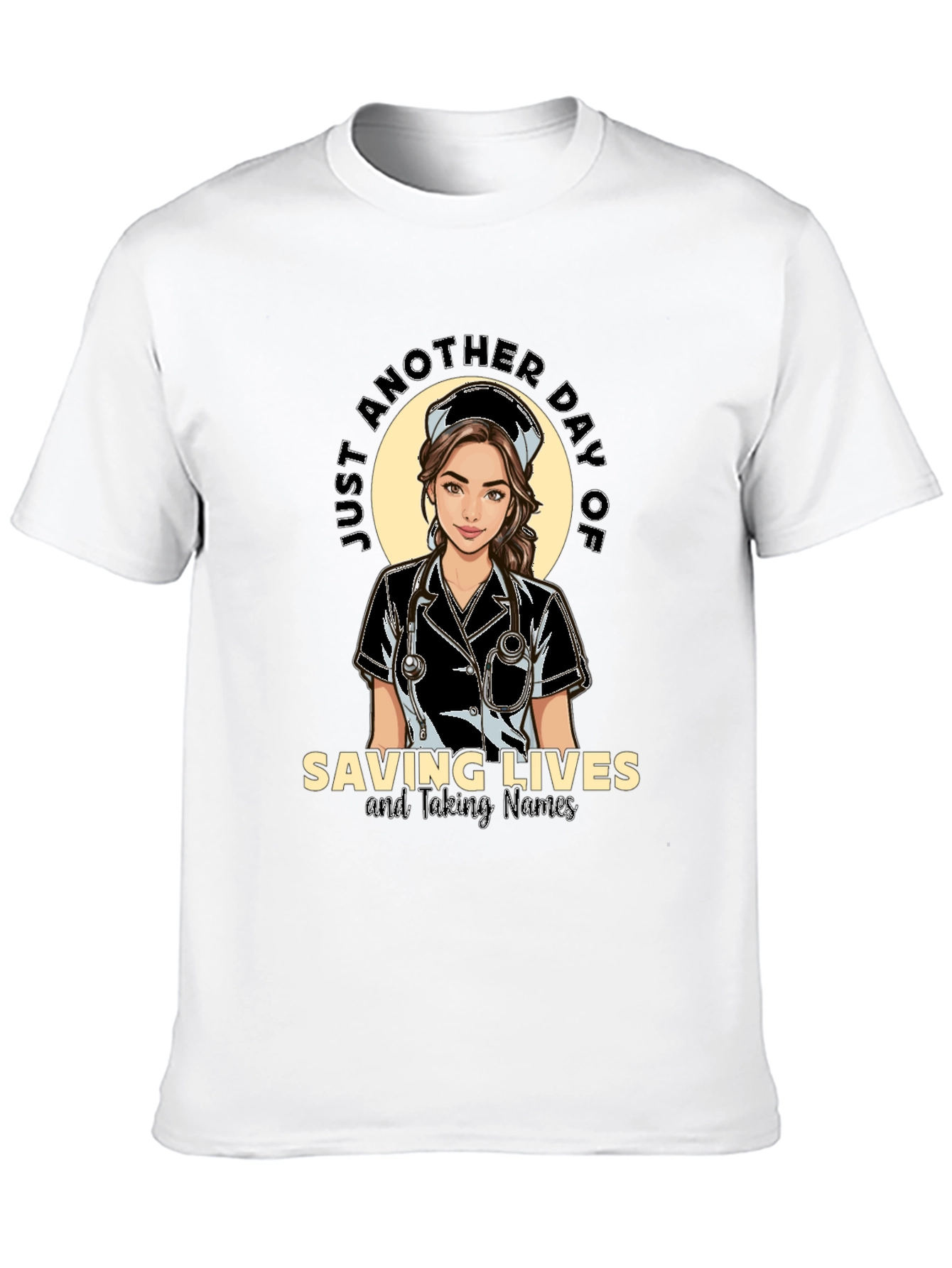 Saving Lives Nurse T-Shirt - Black Cotton Tee
