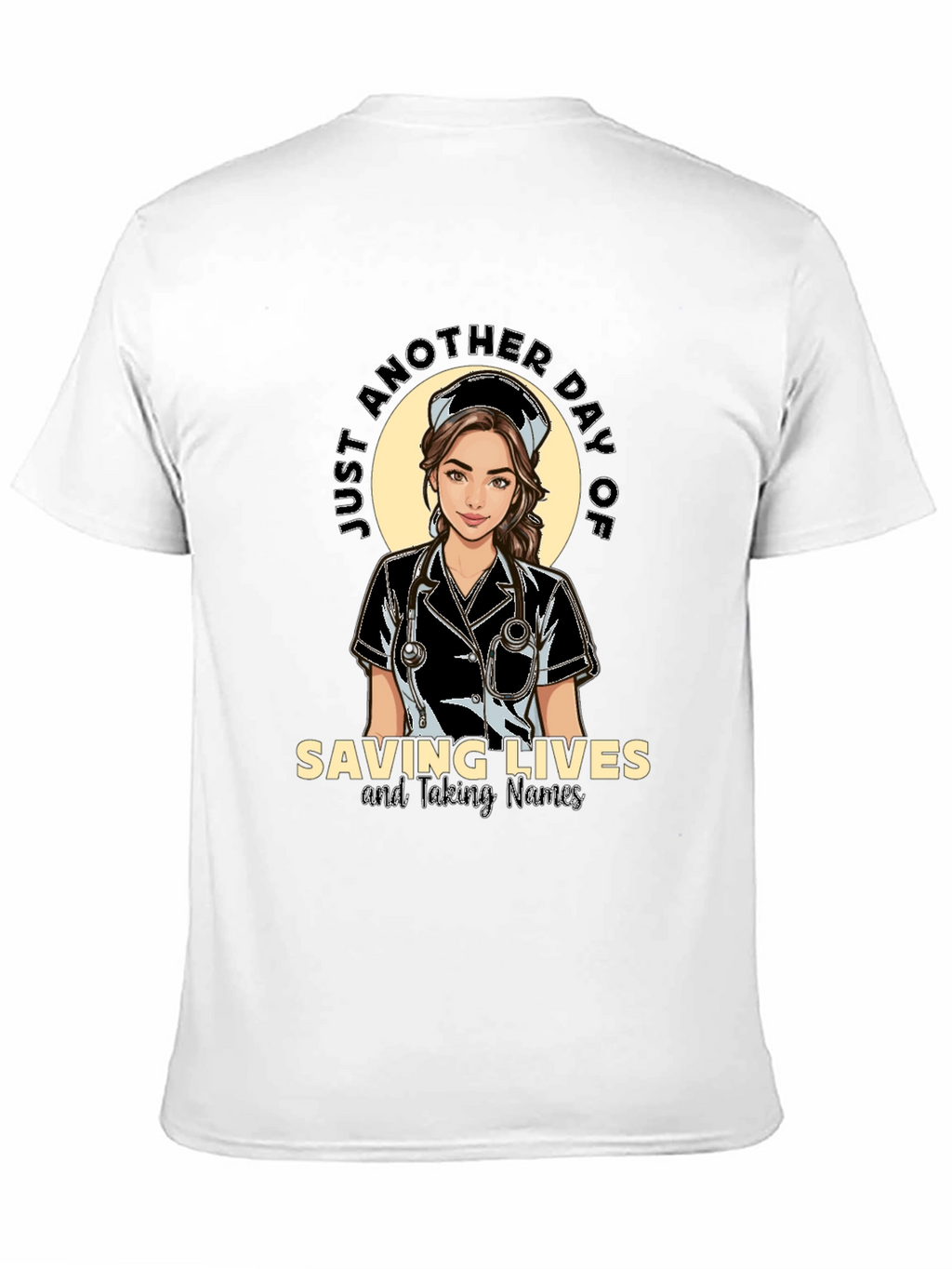 Saving Lives Nurse T-Shirt - Black Cotton Tee