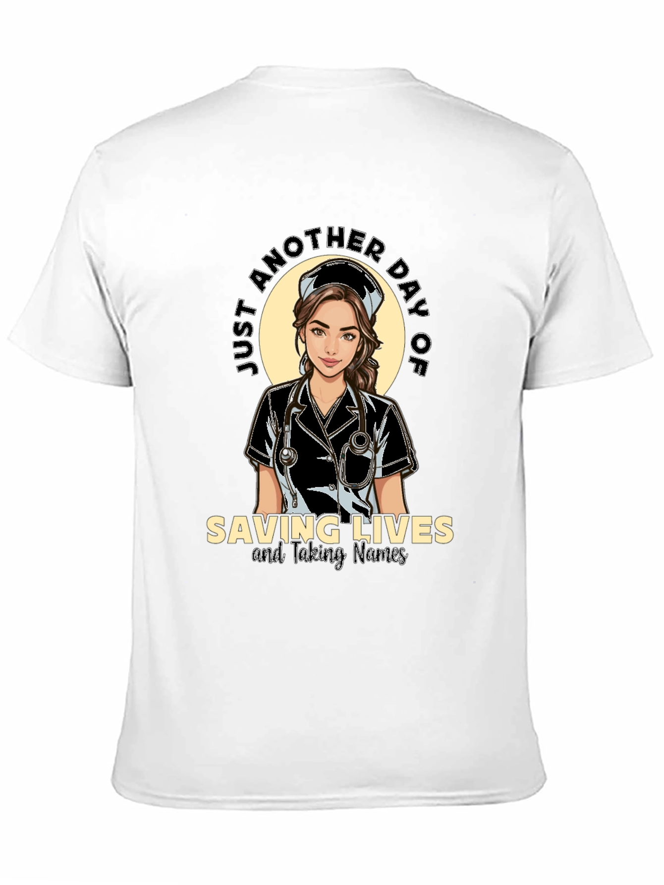 Saving Lives Nurse T-Shirt - Black Cotton Tee
