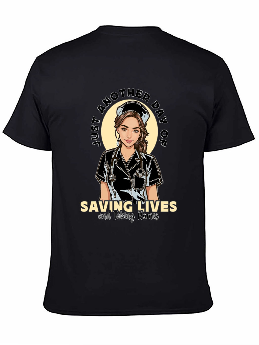 Saving Lives Nurse T-Shirt - Black Cotton Tee