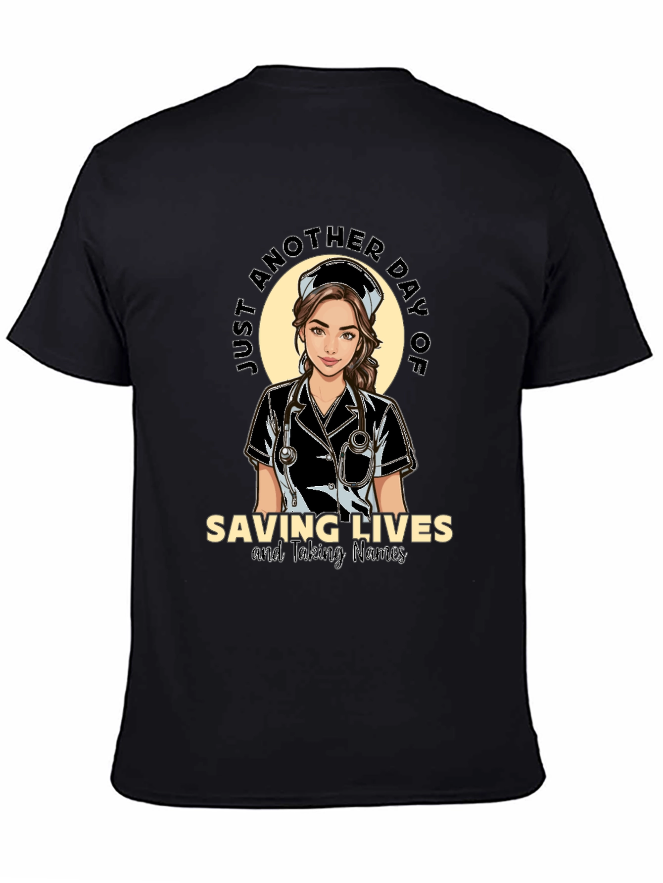 Saving Lives Nurse T-Shirt - Black Cotton Tee