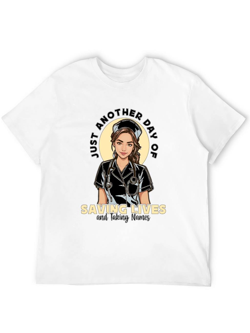 Saving Lives Nurse T-Shirt - Black Cotton Tee