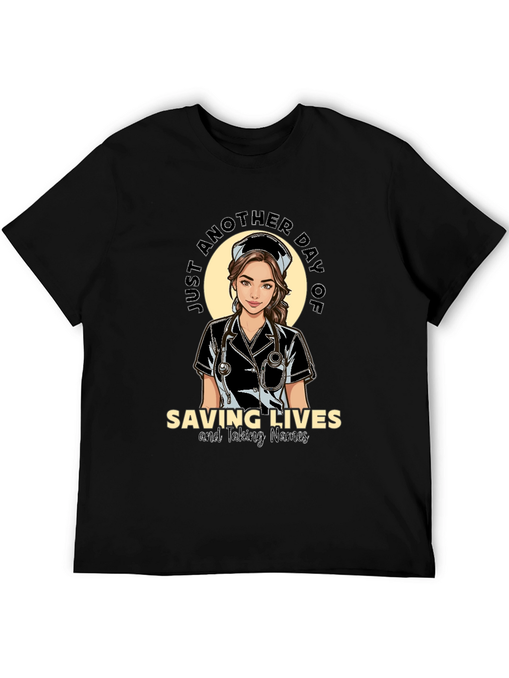 Saving Lives Nurse T-Shirt - Black Cotton Tee