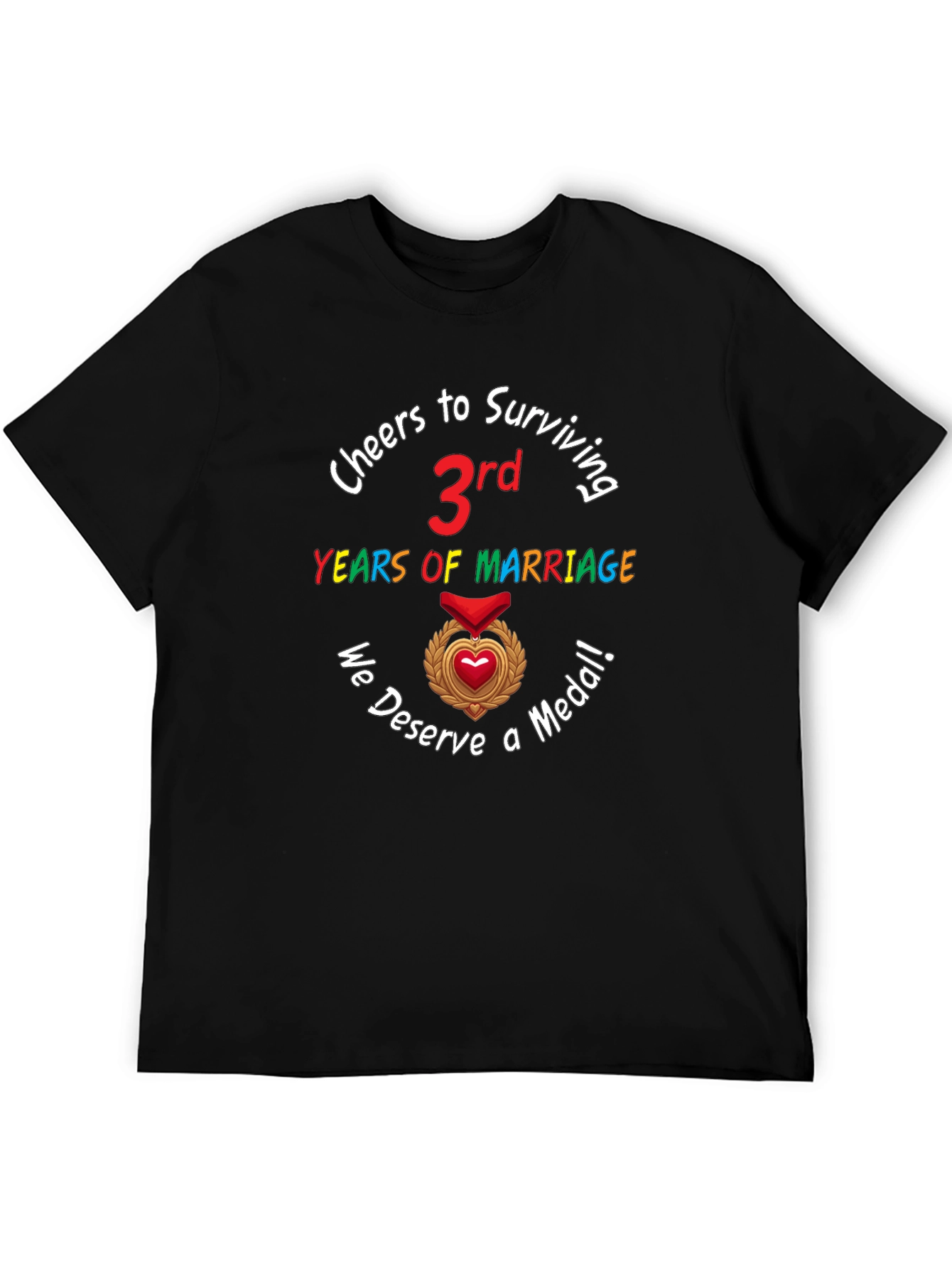 Cheers to 3rd Marriage Anniversary Medal T-Shirt