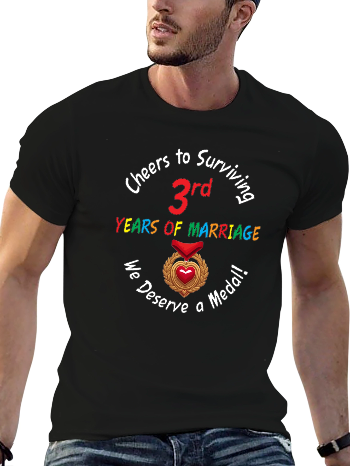 Cheers to 3rd Marriage Anniversary Medal T-Shirt