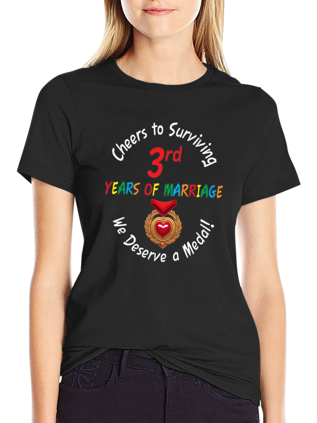 Cheers to 3rd Marriage Anniversary Medal T-Shirt