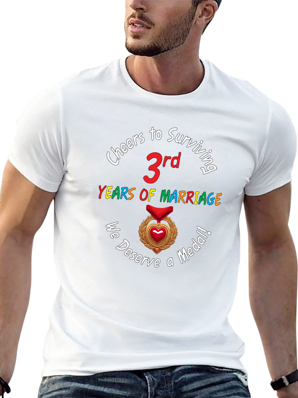 Cheers to 3rd Marriage Anniversary Medal T-Shirt