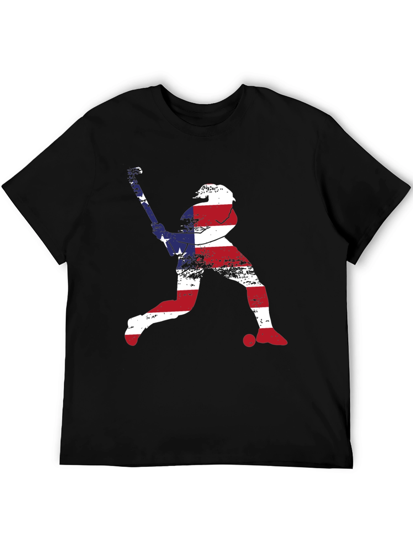 American Flag Baseball Player Graphic T-Shirt