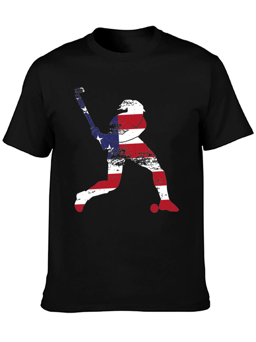 American Flag Baseball Player Graphic T-Shirt