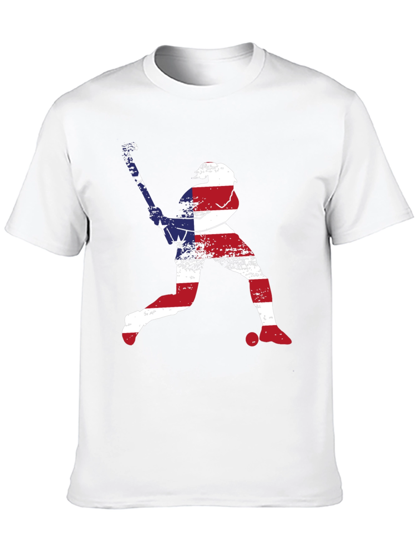 American Flag Baseball Player Graphic T-Shirt