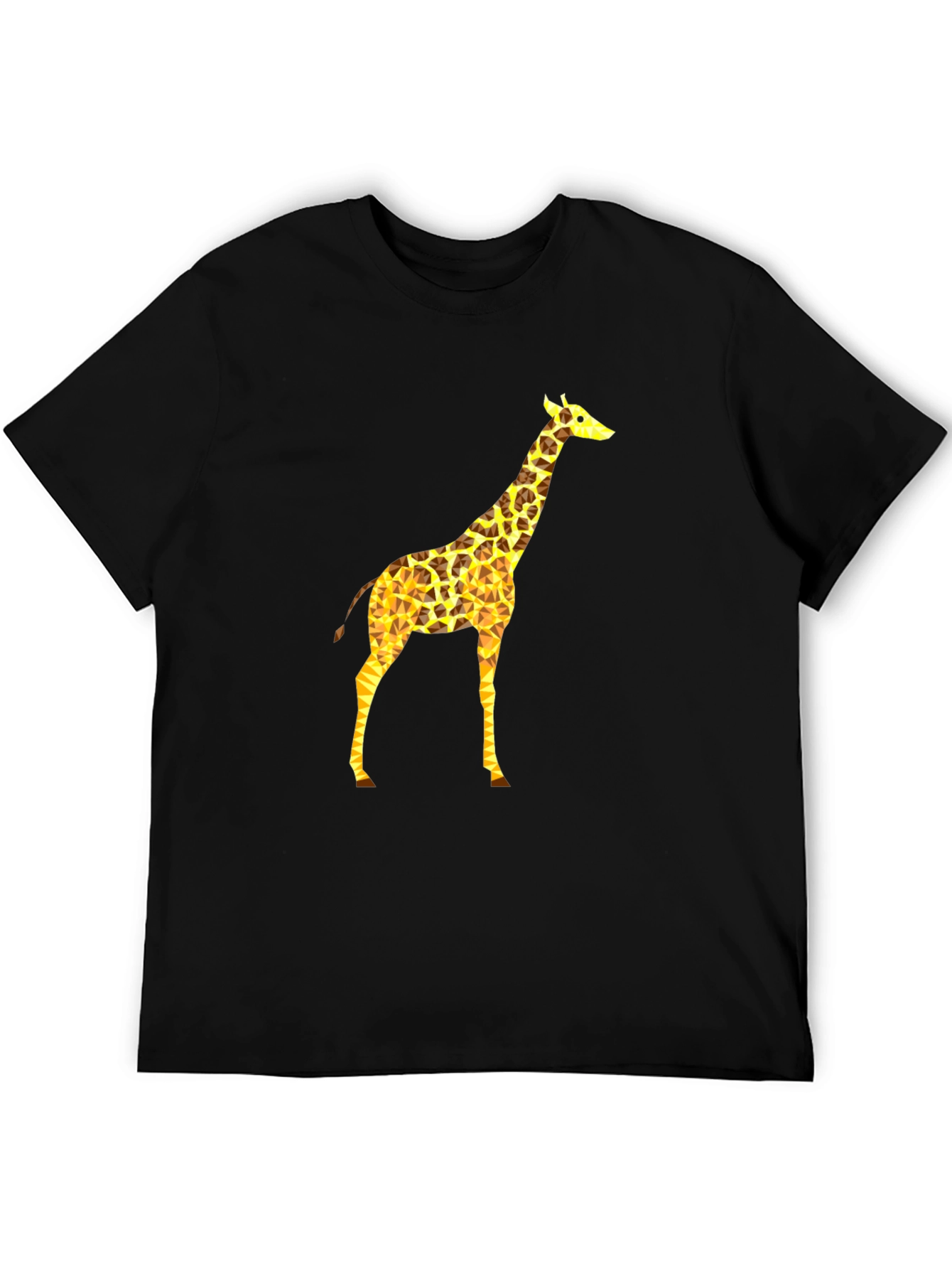 Geometric Giraffe Print Black T-Shirt