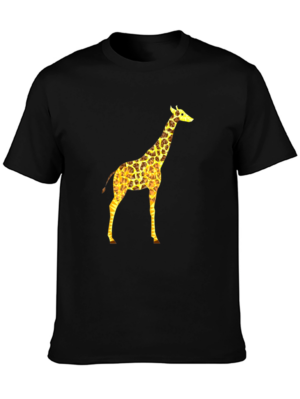 Geometric Giraffe Print Black T-Shirt