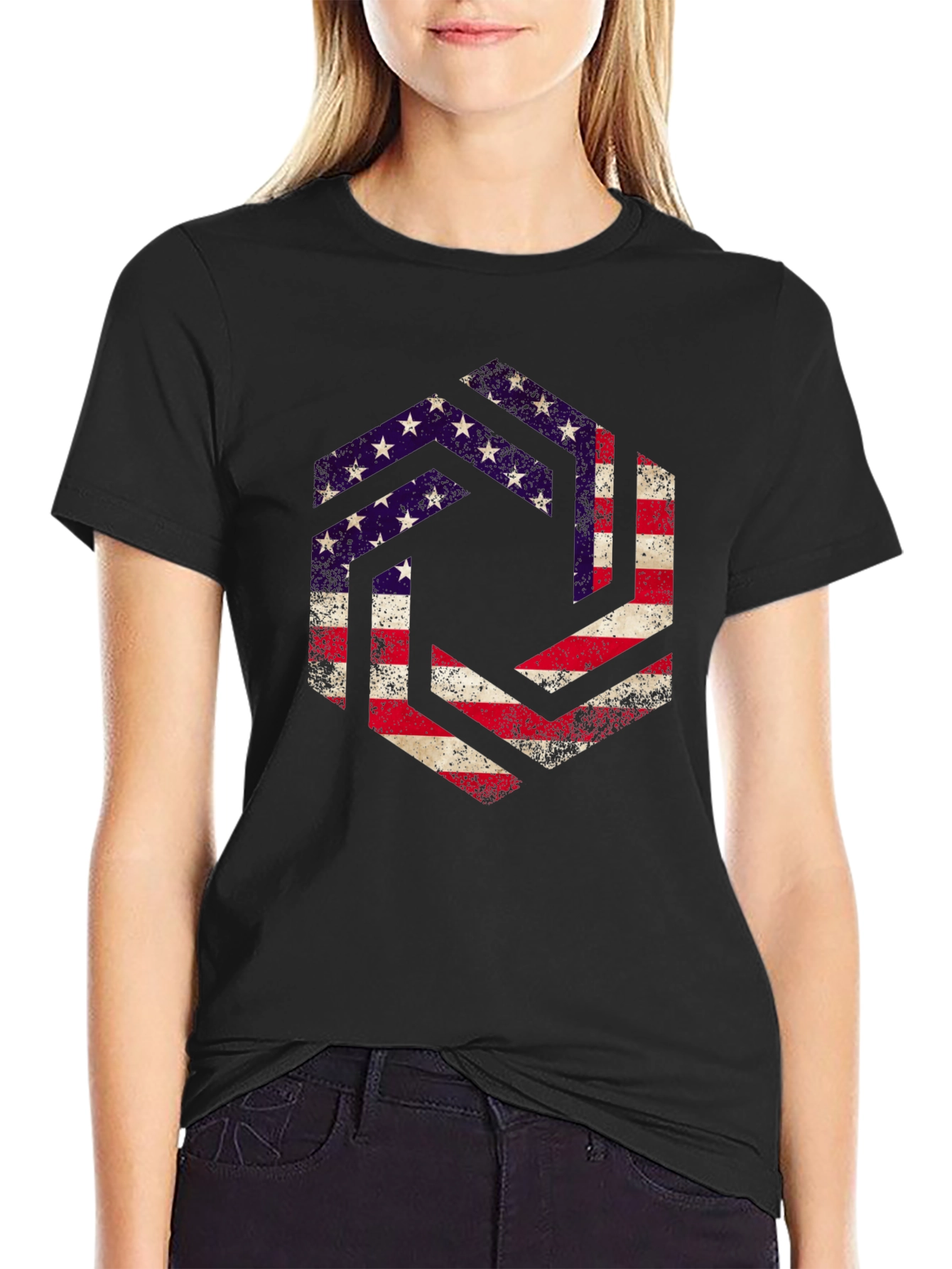 American Flag Graphic Print Mens T-Shirt