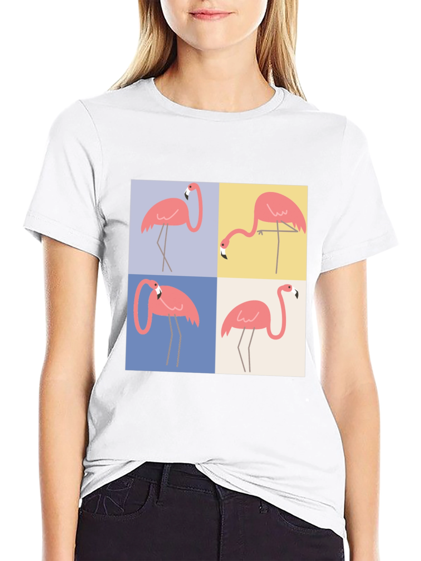 Flamingo Pop Art Graphic Tee - Trendy Casual Wear