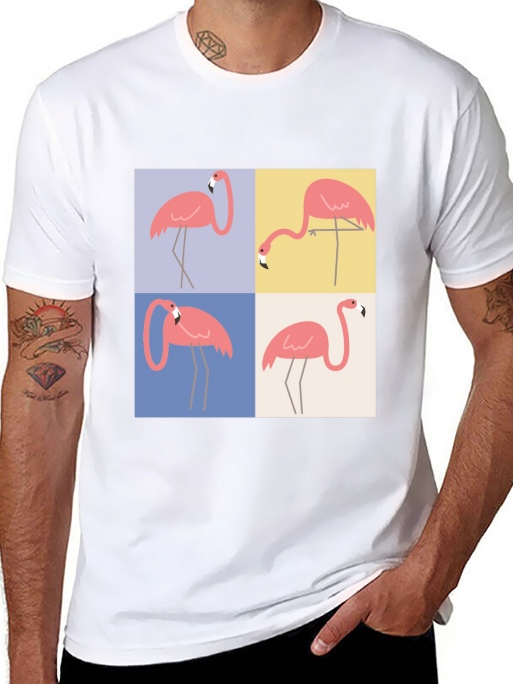 Flamingo Pop Art Graphic Tee - Trendy Casual Wear