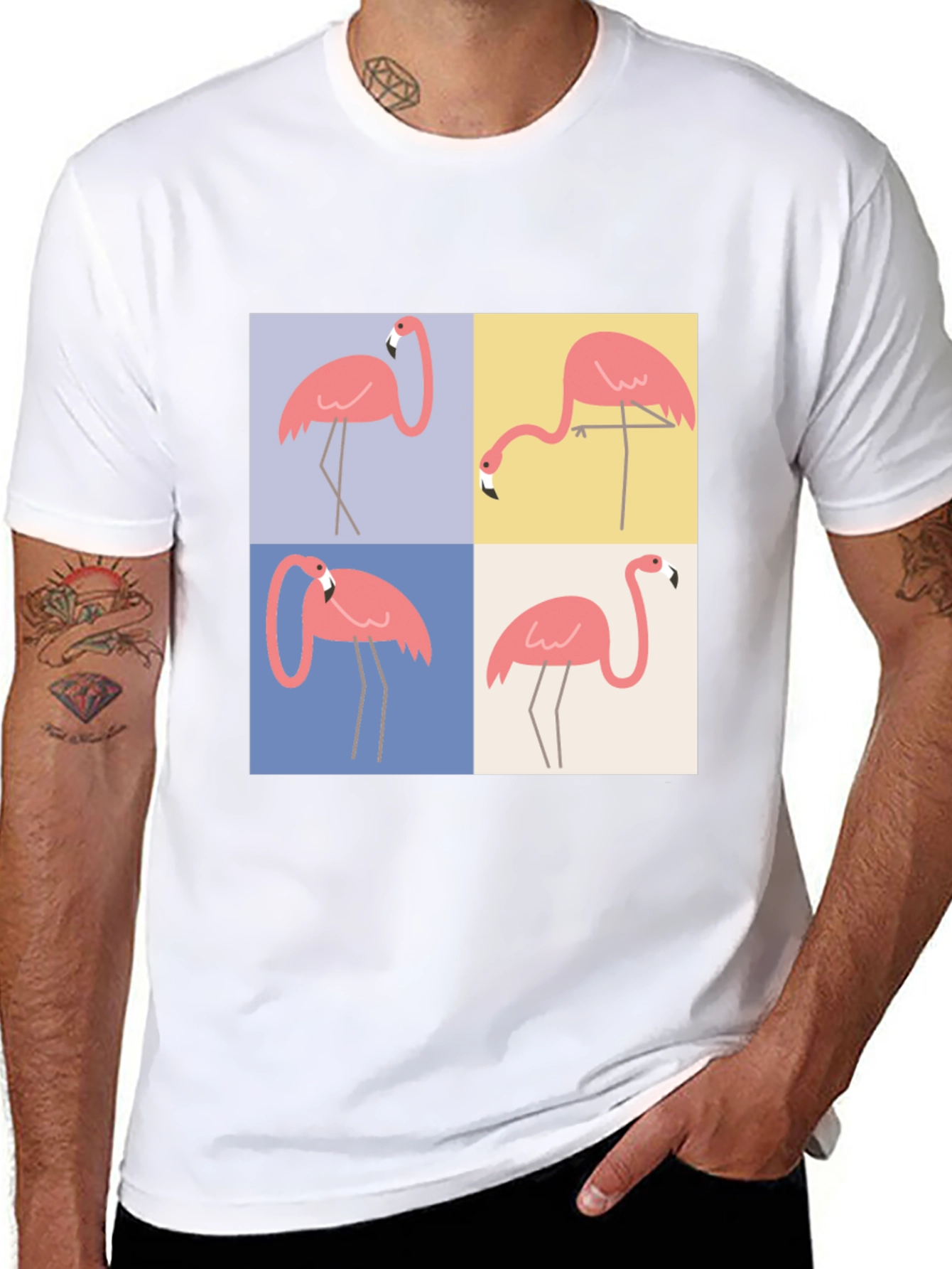 Flamingo Pop Art Graphic Tee - Trendy Casual Wear