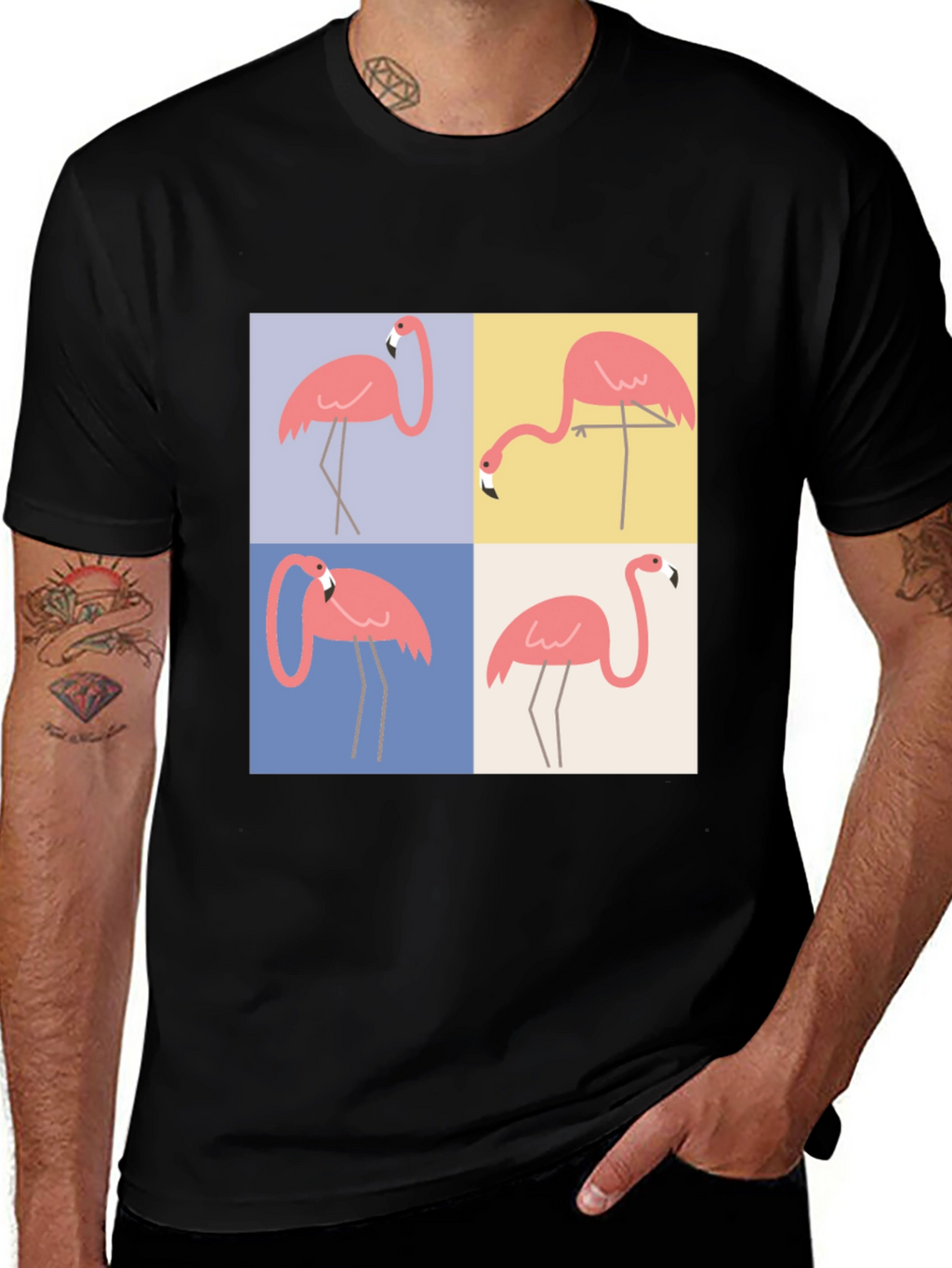 Flamingo Pop Art Graphic Tee - Trendy Casual Wear