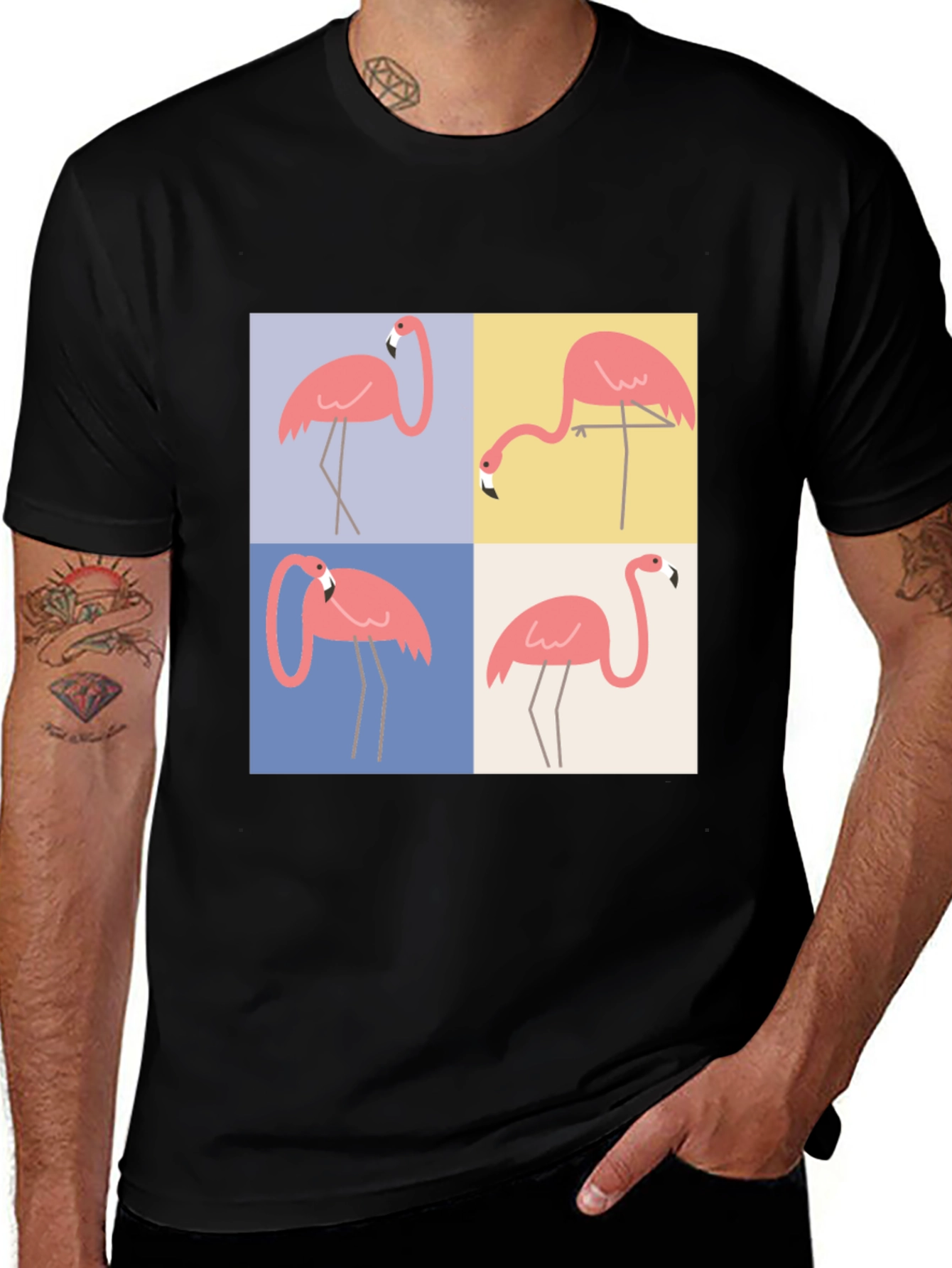 Flamingo Pop Art Graphic Tee - Trendy Casual Wear